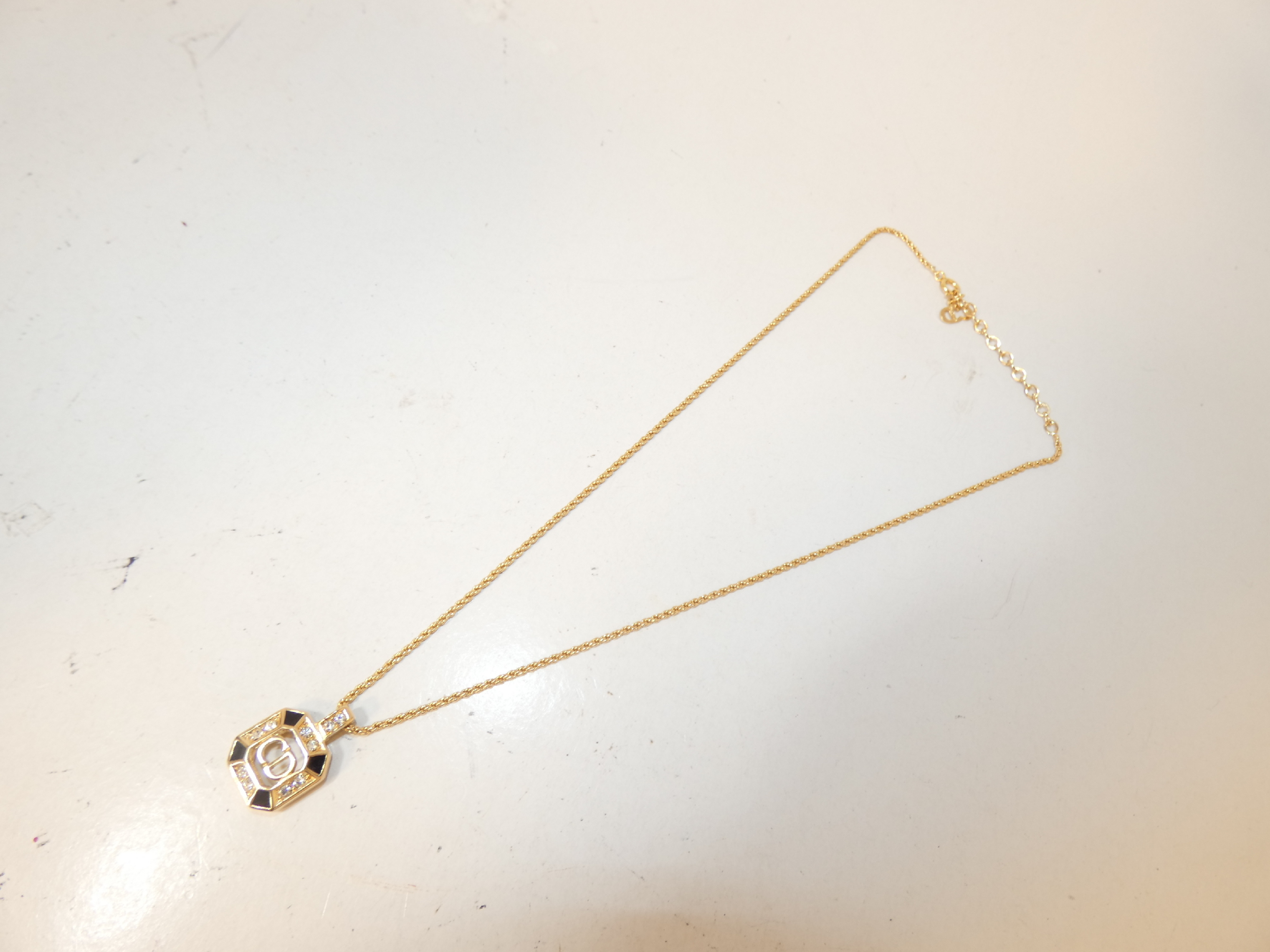 Square Logo Rhinestone Black Necklace — view 4