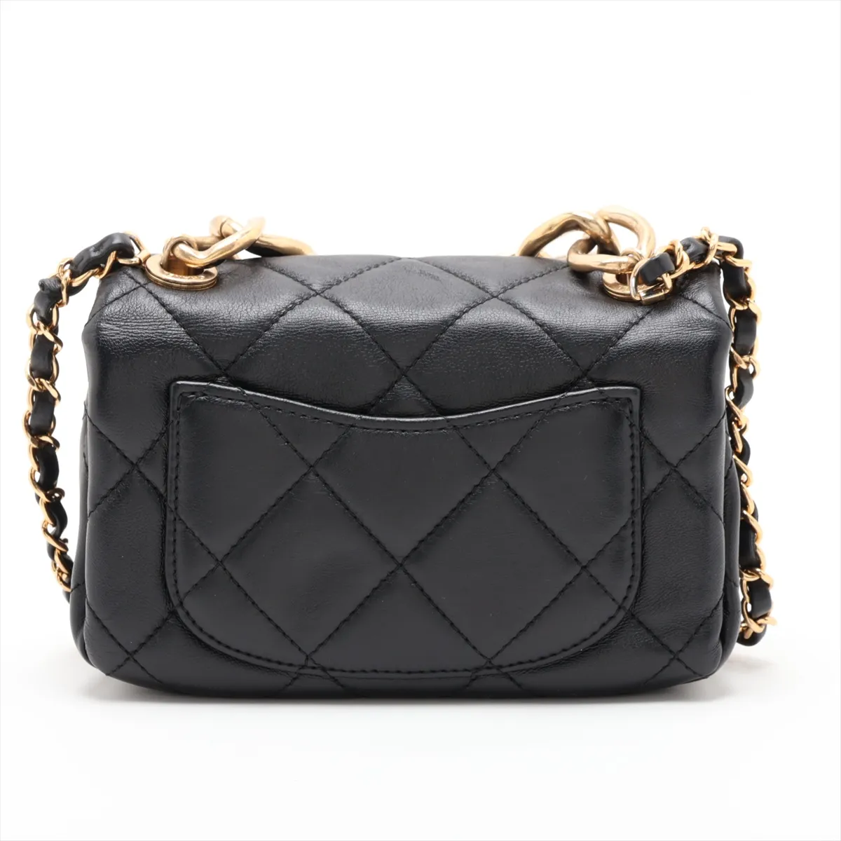Matelassé Lambskin 2-Way Handbag, Black with Gold Hardware, LEC76KK4, Random Plate — view 2