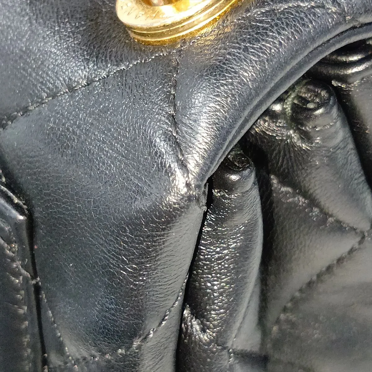 Matelassé Lambskin 2-Way Handbag, Black with Gold Hardware, LEC76KK4, Random Plate — view 13