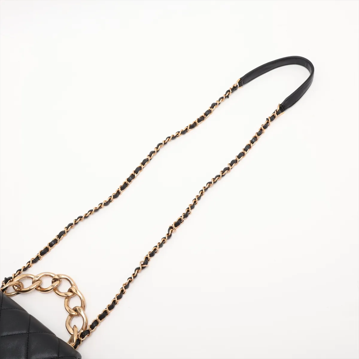 Matelassé Lambskin 2-Way Handbag, Black with Gold Hardware, LEC76KK4, Random Plate — view 5