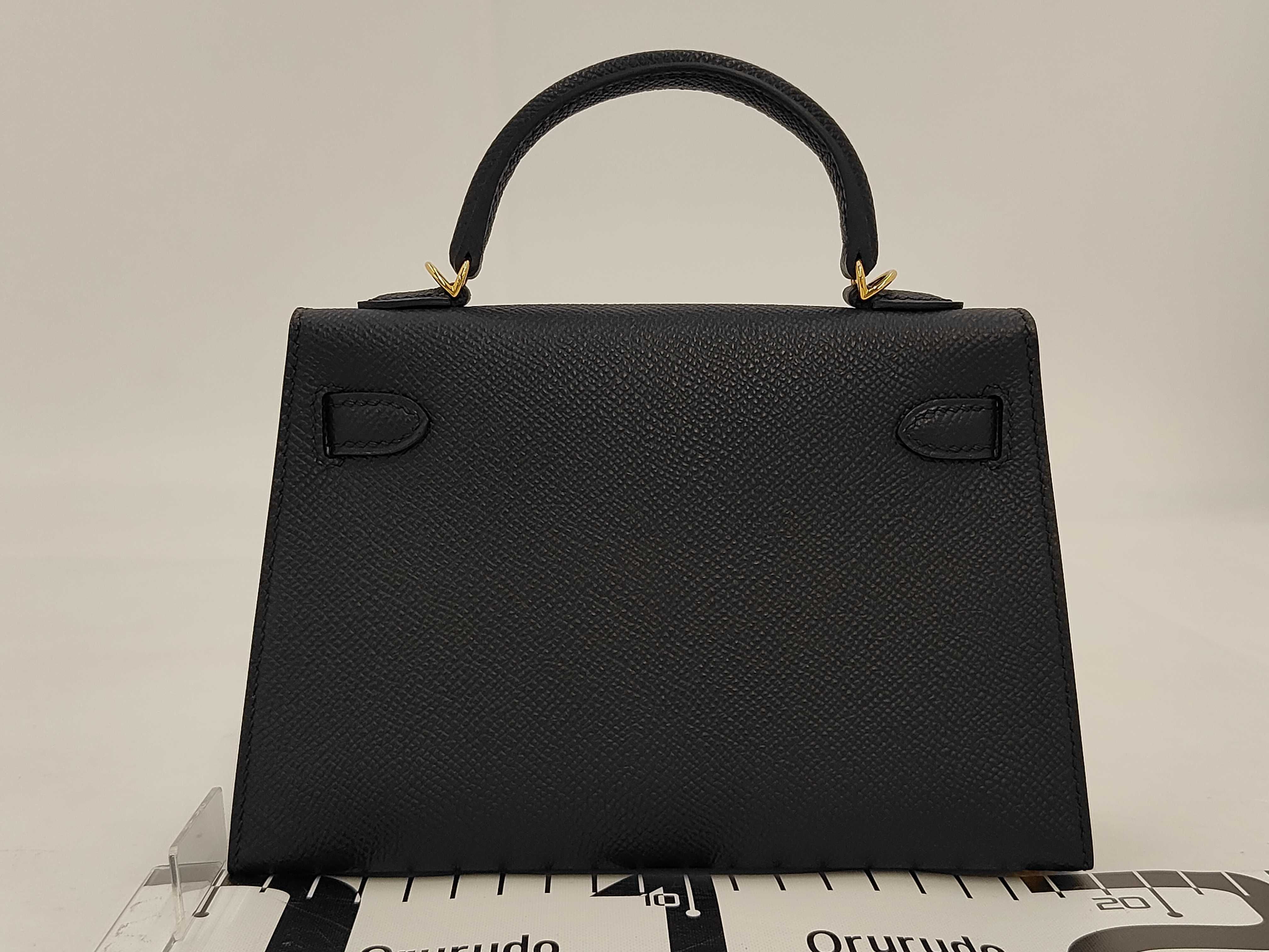 Mini Kelly Noir Epsom Gold K Stamp Handbag — view 2