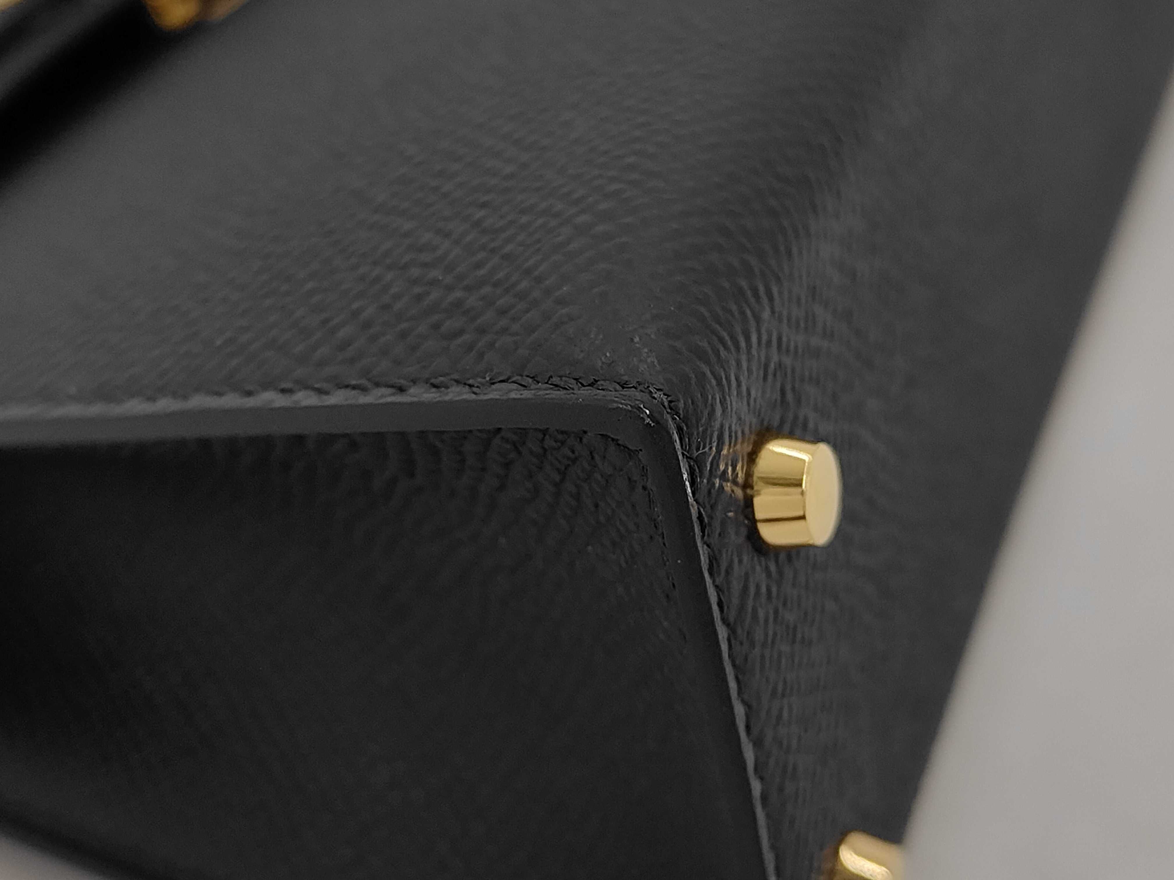 Mini Kelly Noir Epsom Gold K Stamp Handbag — view 3