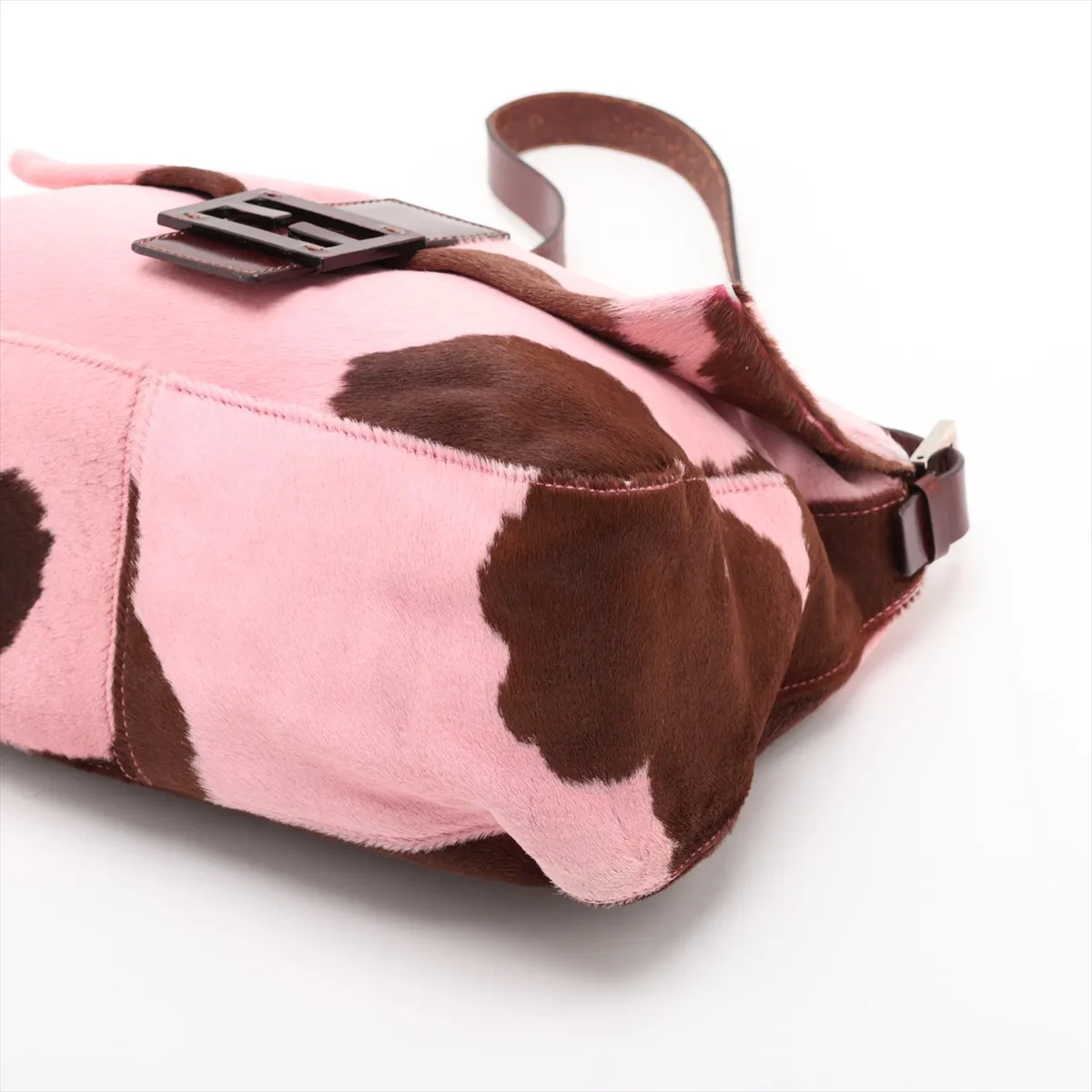 Mamma Bucket Calf Hair x Leather Shoulder Bag Pink x Brown — view 3