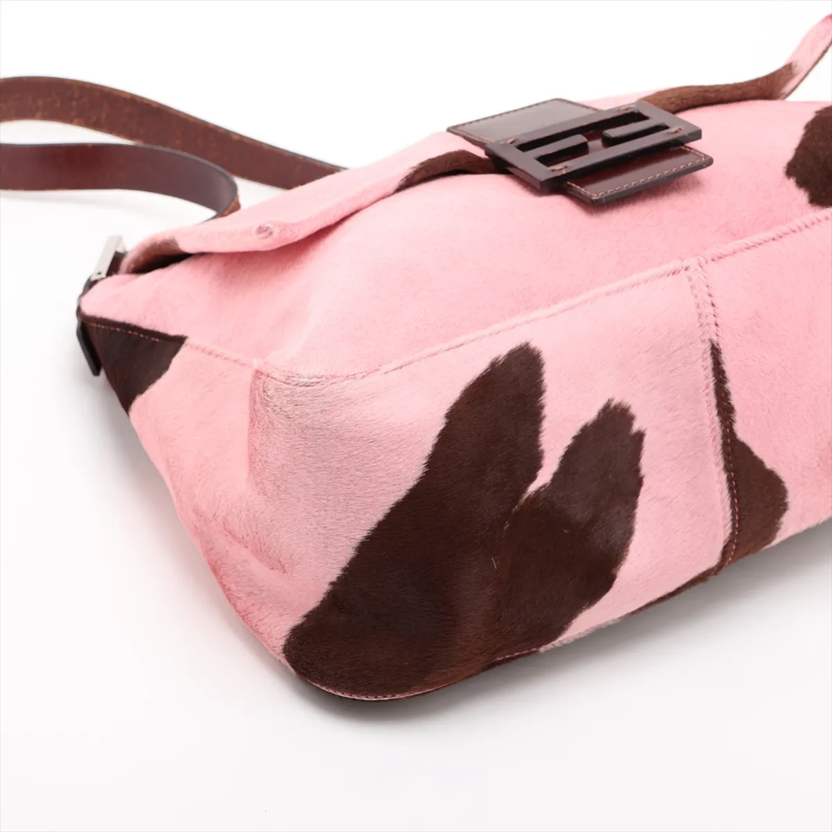Mamma Bucket Calf Hair x Leather Shoulder Bag Pink x Brown — view 4