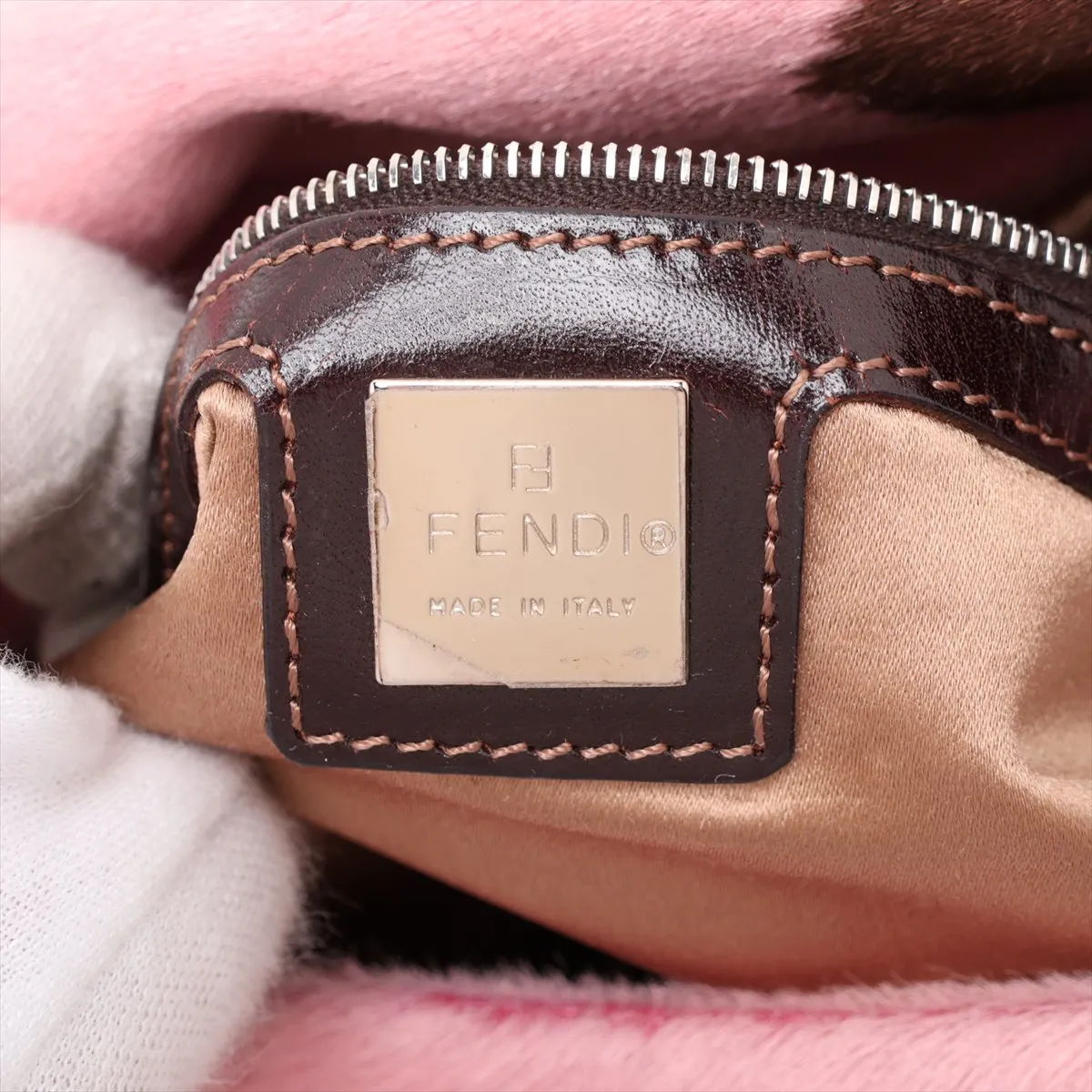 Mamma Bucket Calf Hair x Leather Shoulder Bag Pink x Brown — view 9
