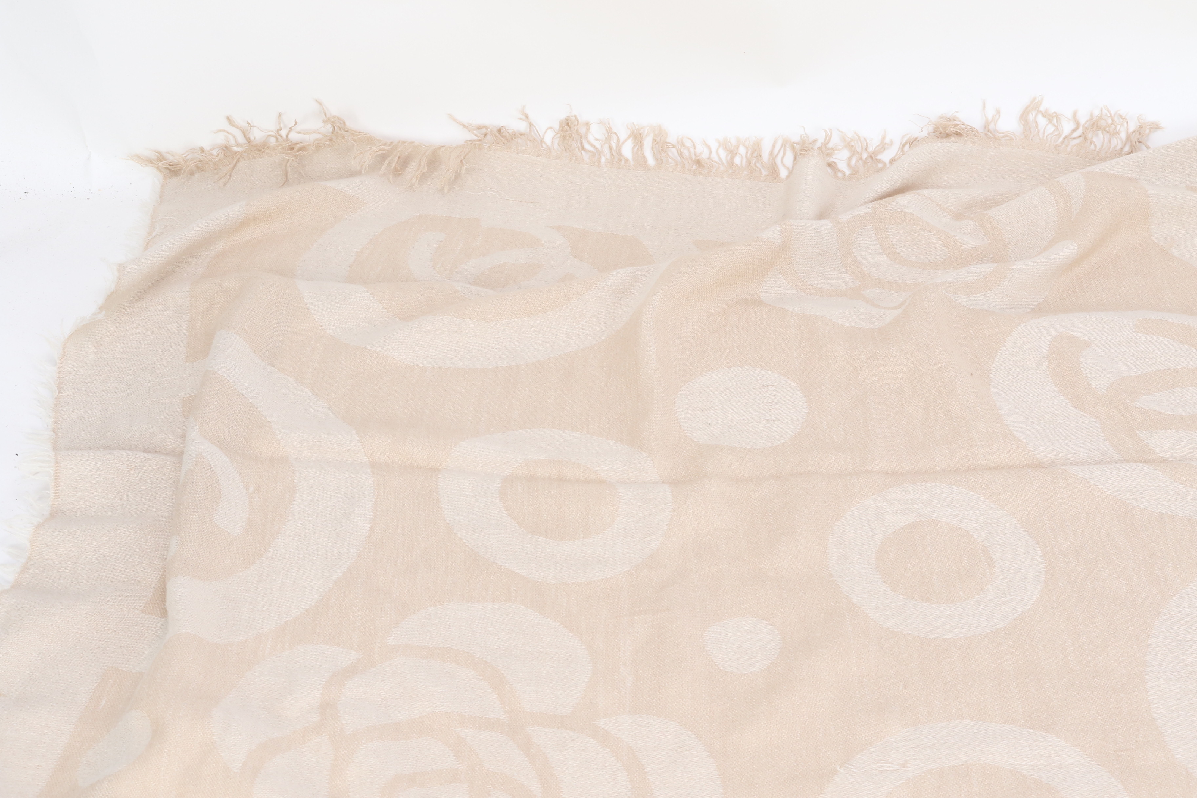 Silk Scarf with Tag, Coco Mark, Camellia, Beige, Other Accessories — view 2