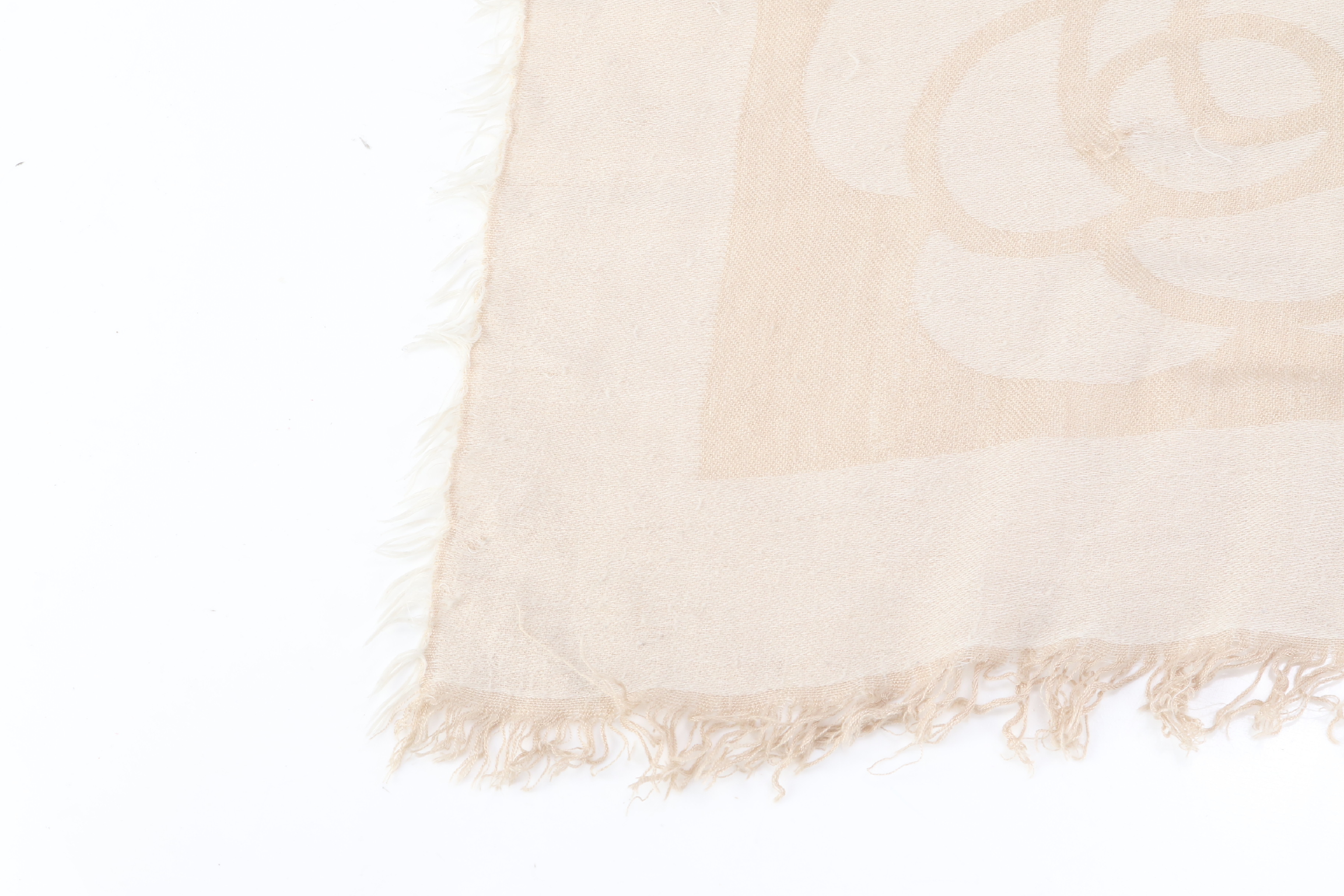 Silk Scarf with Tag, Coco Mark, Camellia, Beige, Other Accessories — view 4