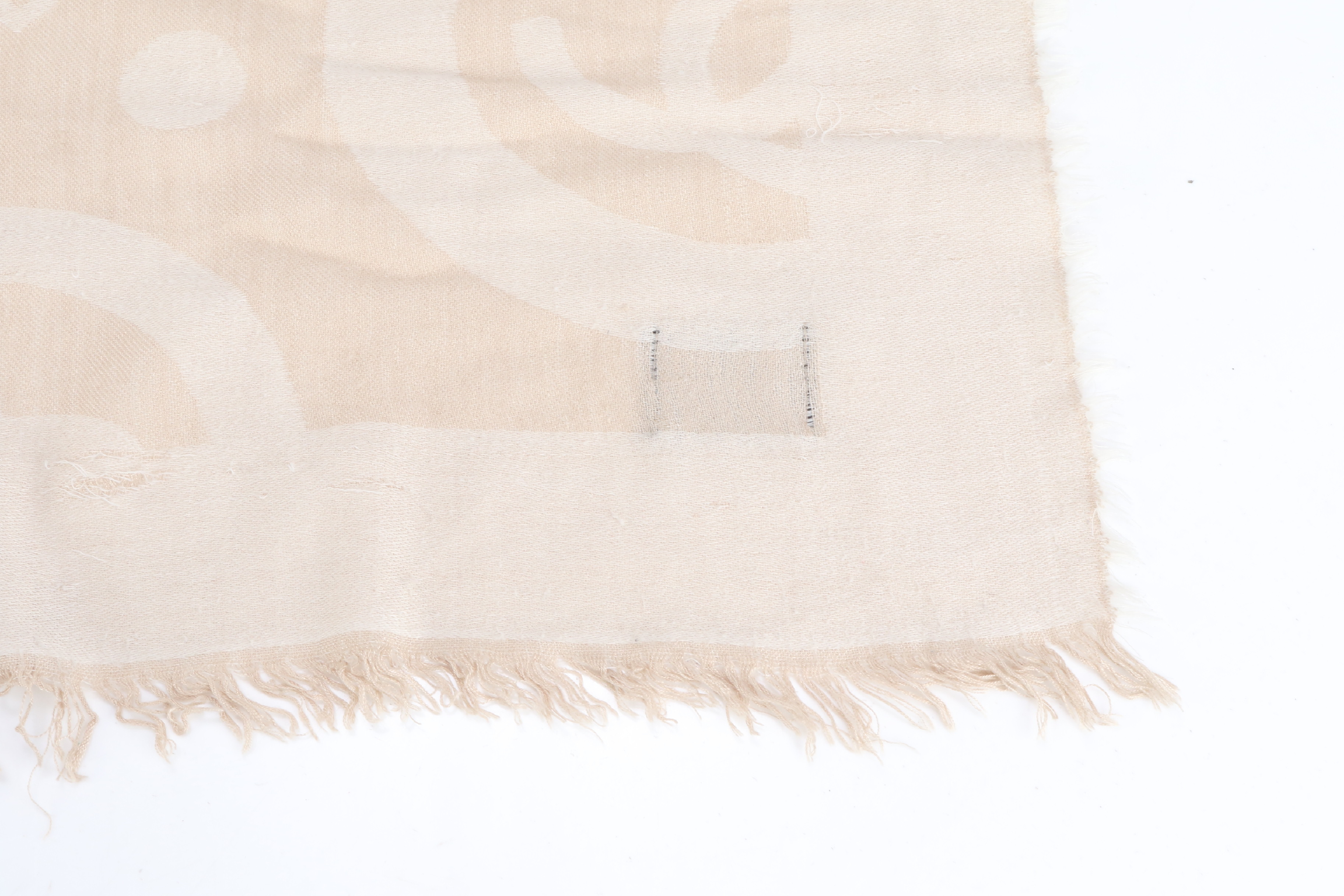 Silk Scarf with Tag, Coco Mark, Camellia, Beige, Other Accessories — view 5