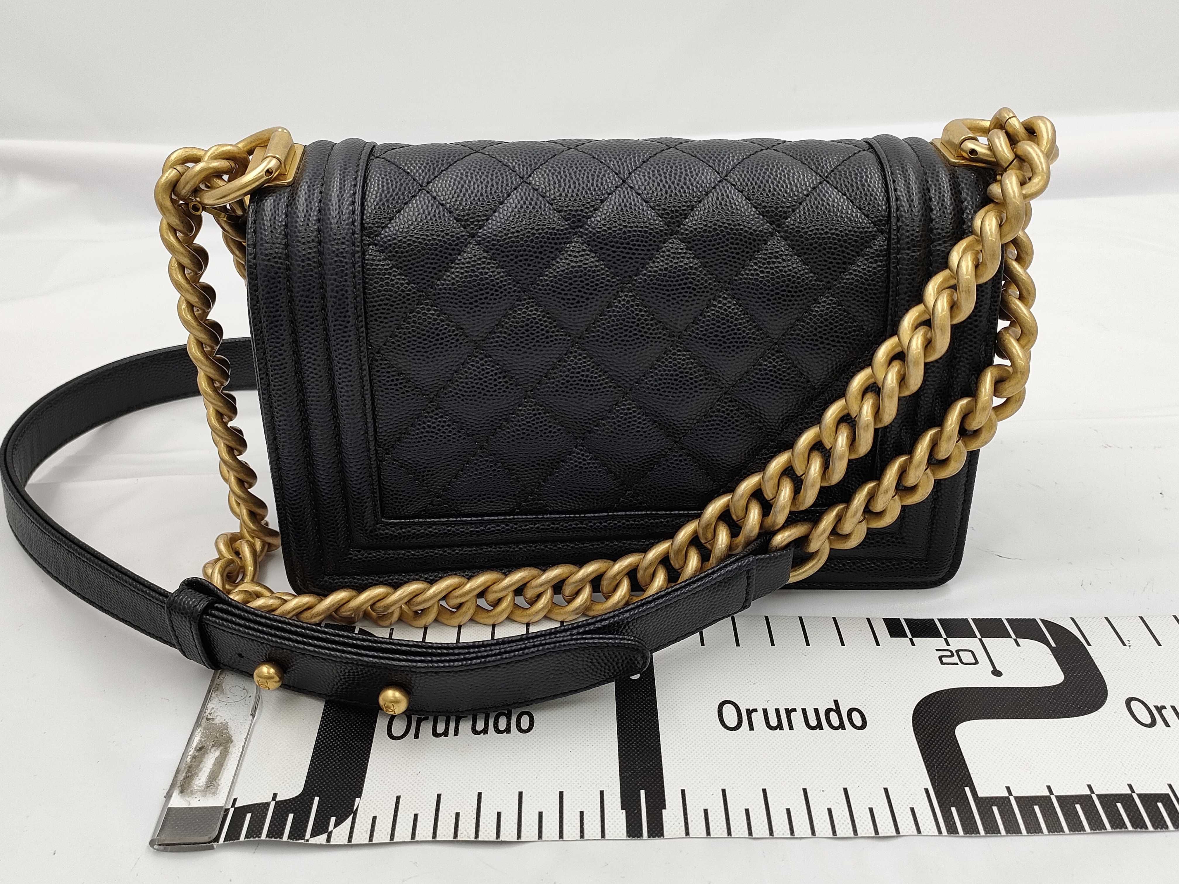 Boy Chanel Small Caviar Skin Shoulder Bag with Gold Hardware and IC Plate — view 2