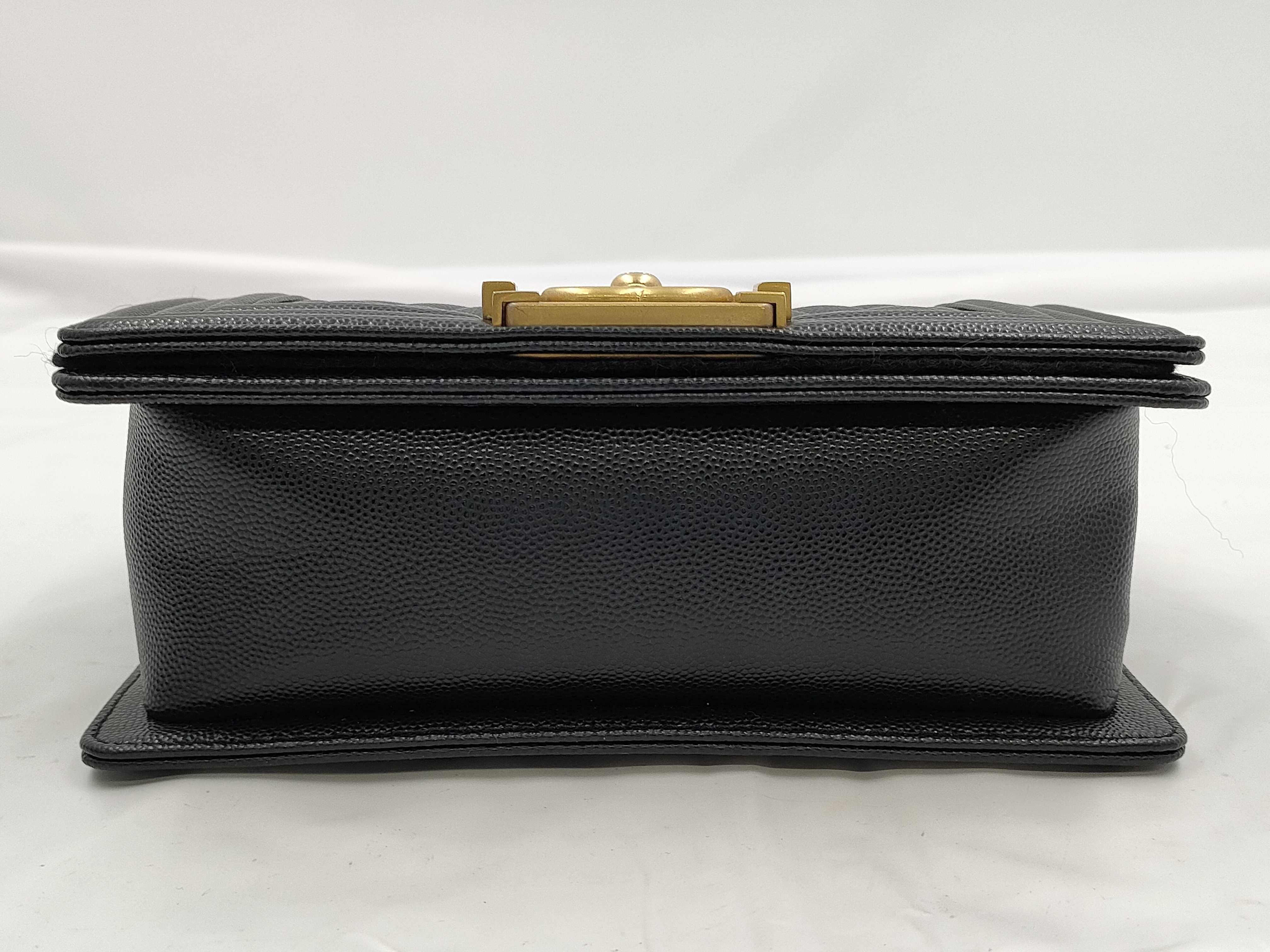 Boy Chanel Small Caviar Skin Shoulder Bag with Gold Hardware and IC Plate — view 3