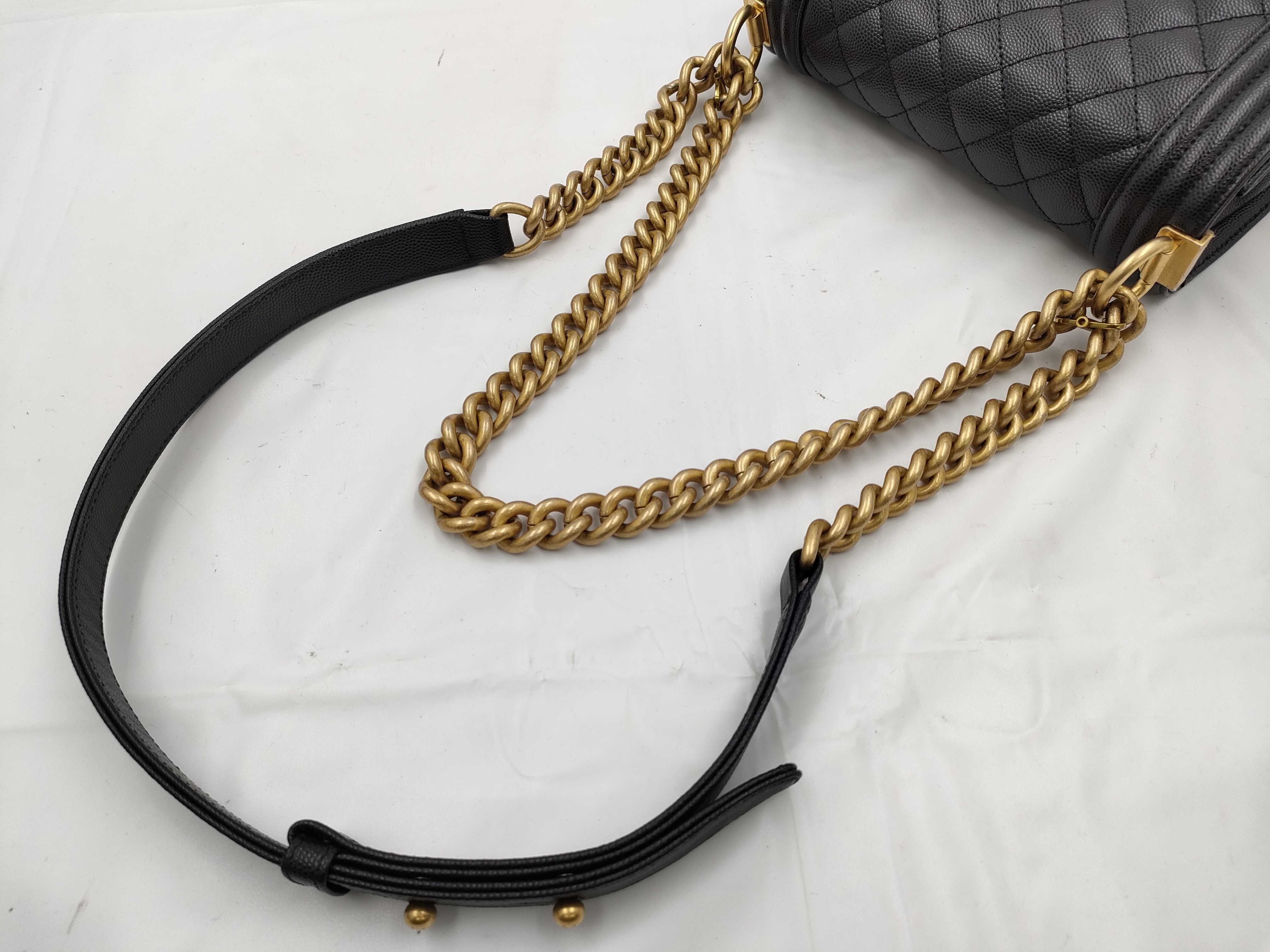 Boy Chanel Small Caviar Skin Shoulder Bag with Gold Hardware and IC Plate — view 5