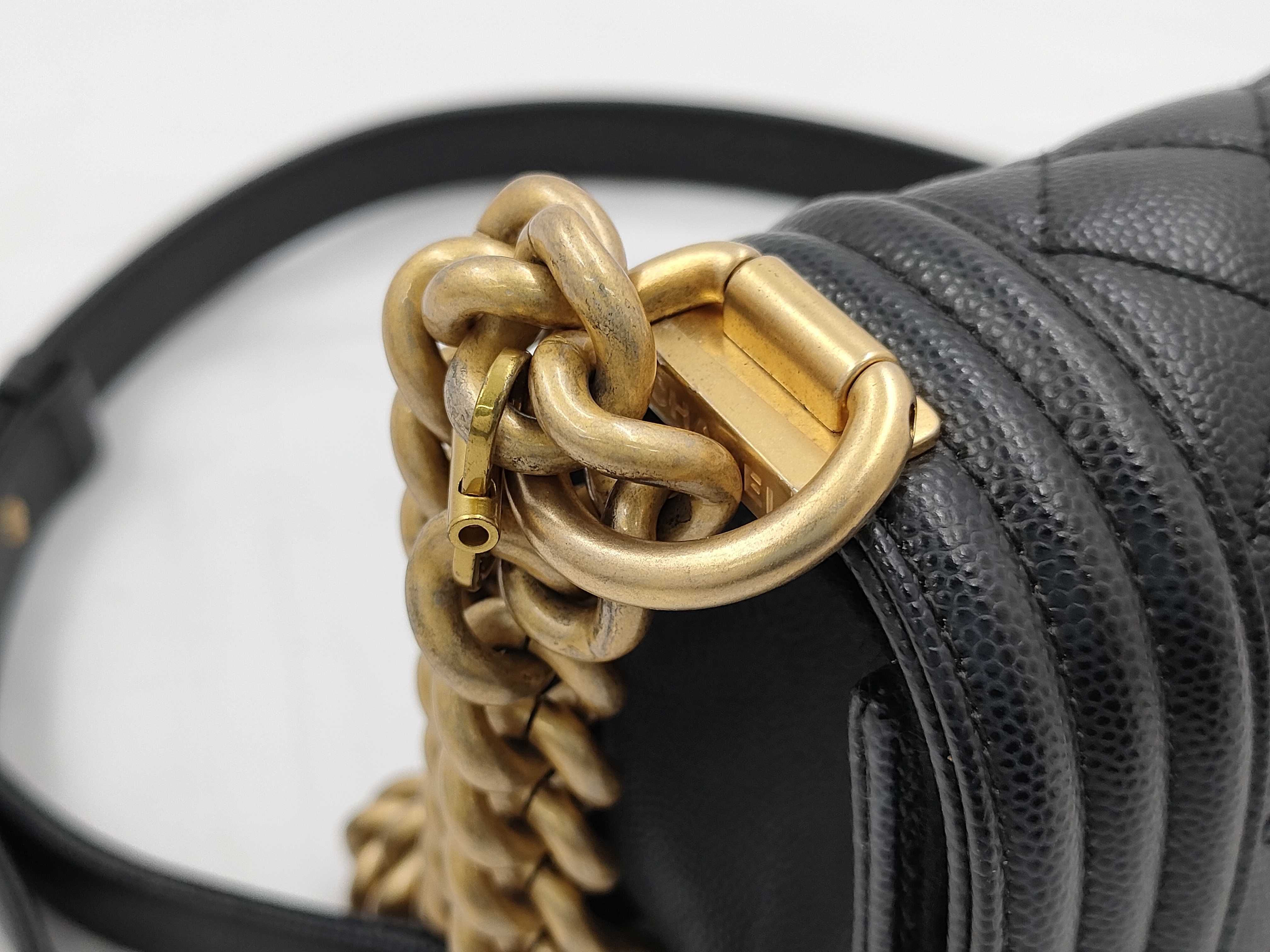 Boy Chanel Small Caviar Skin Shoulder Bag with Gold Hardware and IC Plate — view 8