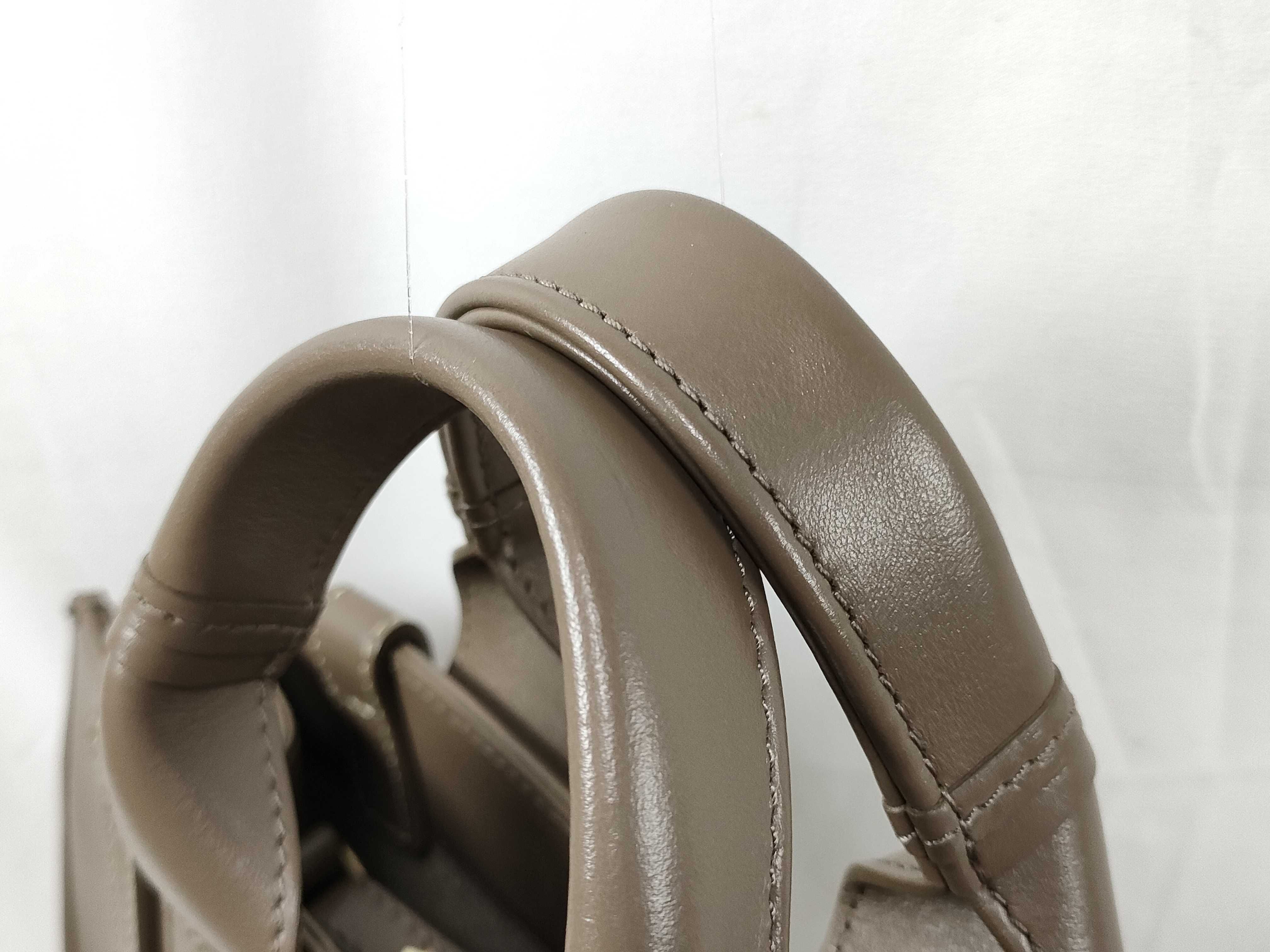 Woody Small Leather 2-Way Handbag, Brown — view 4
