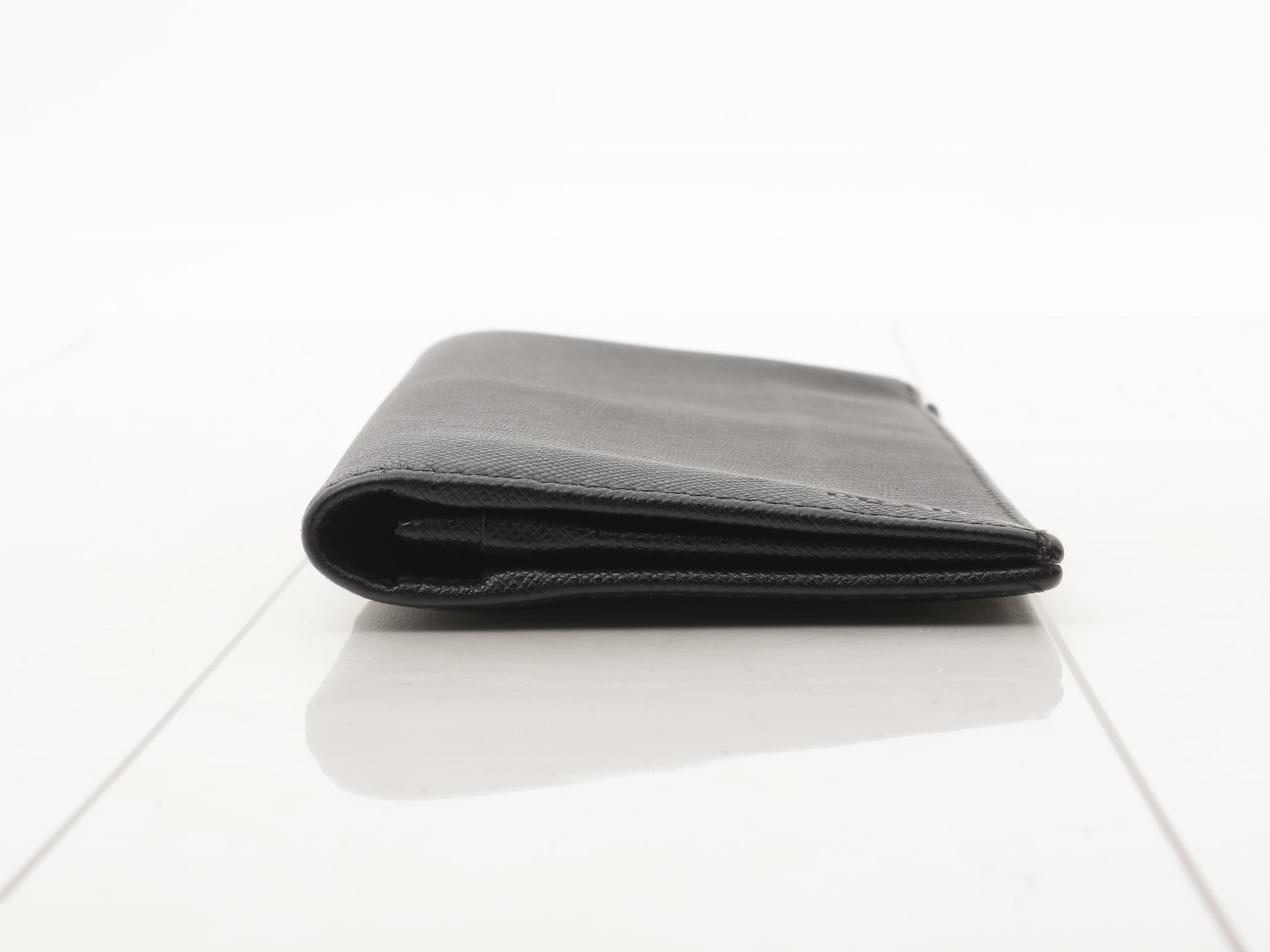 Saffiano Leather Long Wallet, Black — view 3