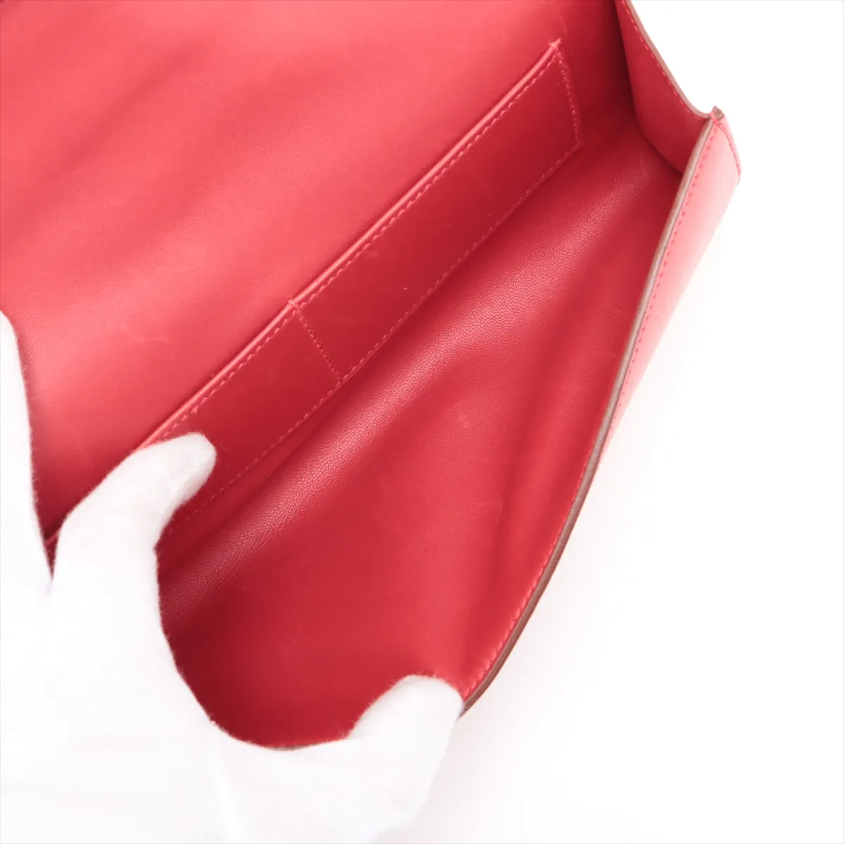 Hermès Pochette Ege Veau Tadelakt Rouge Casaque Silver Hardware Q: 2013 — view 3