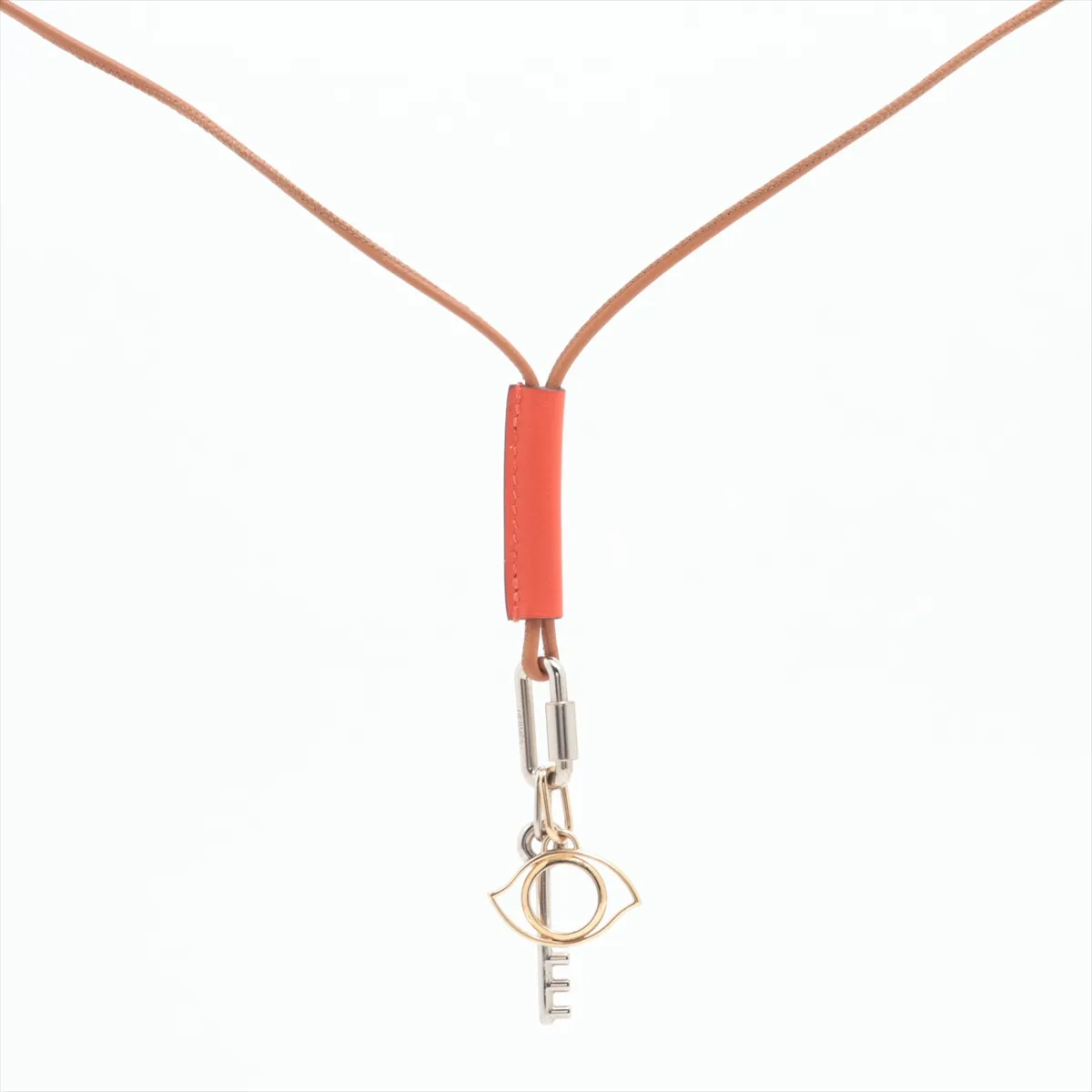 Curiosity Necklace GP x Leather Orange x Brown Thread — view 2