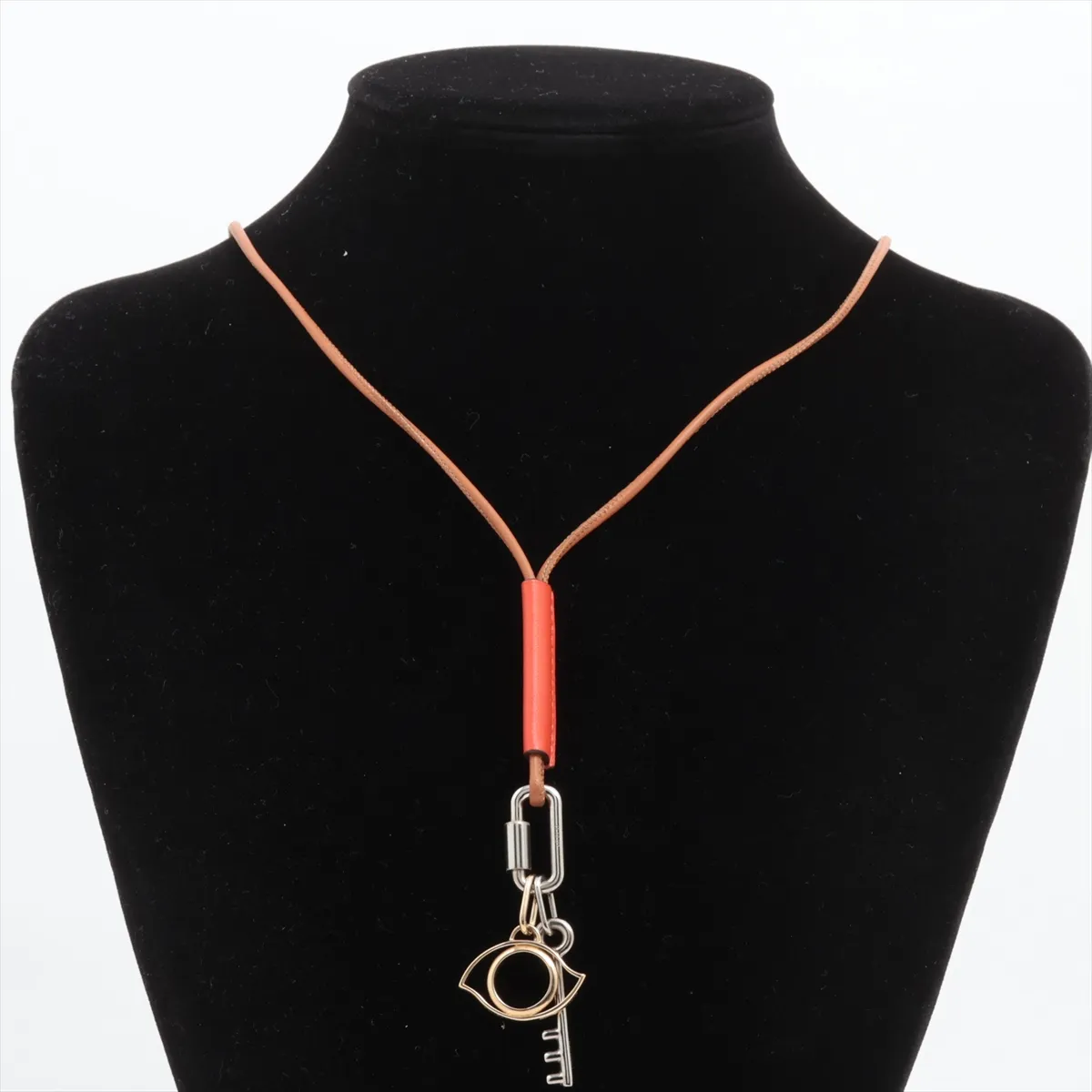 Curiosity Necklace GP x Leather Orange x Brown Thread — view 5
