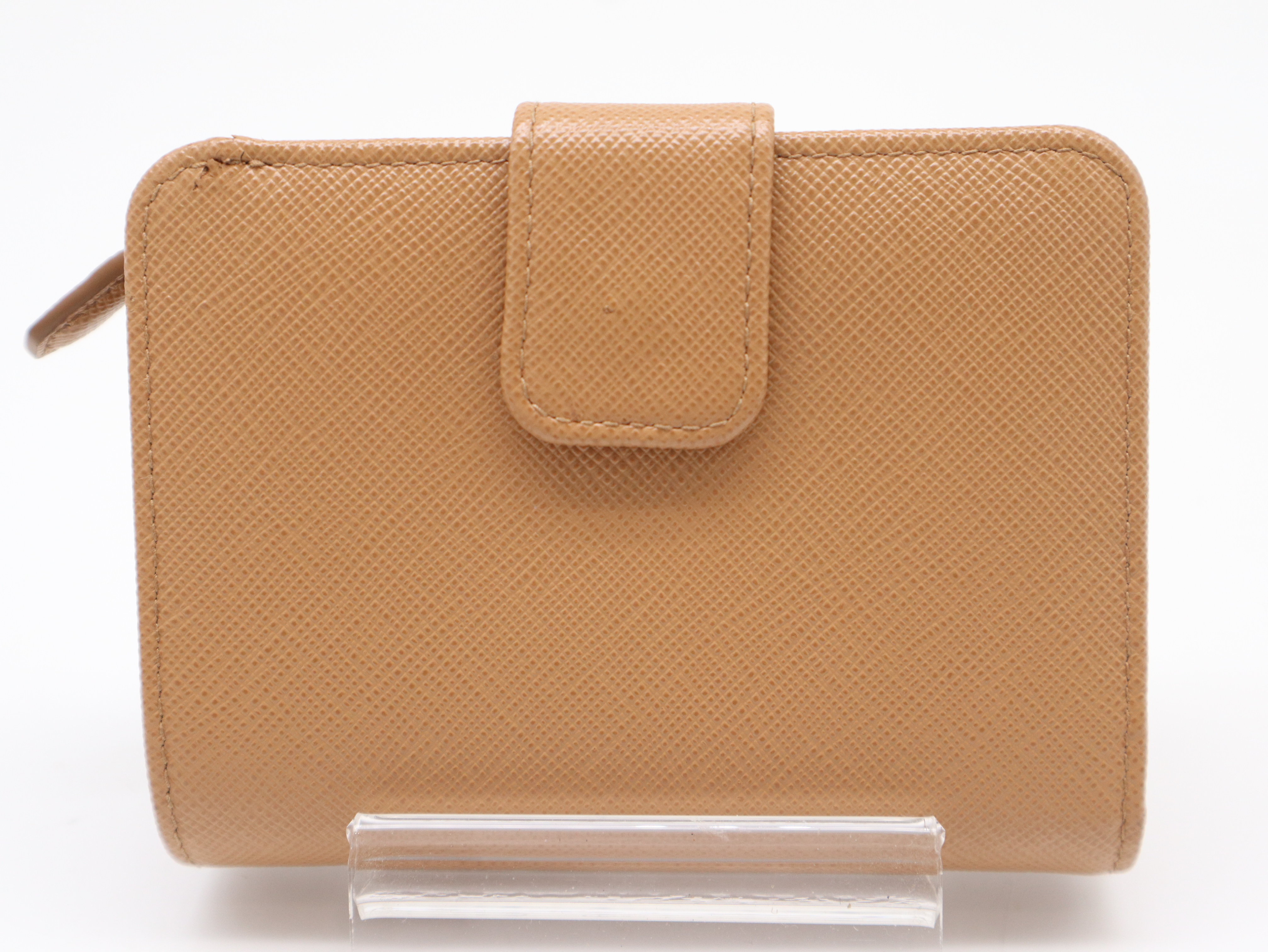 1ML018 Saffiano Bi-fold Wallet, Light Brown — view 2