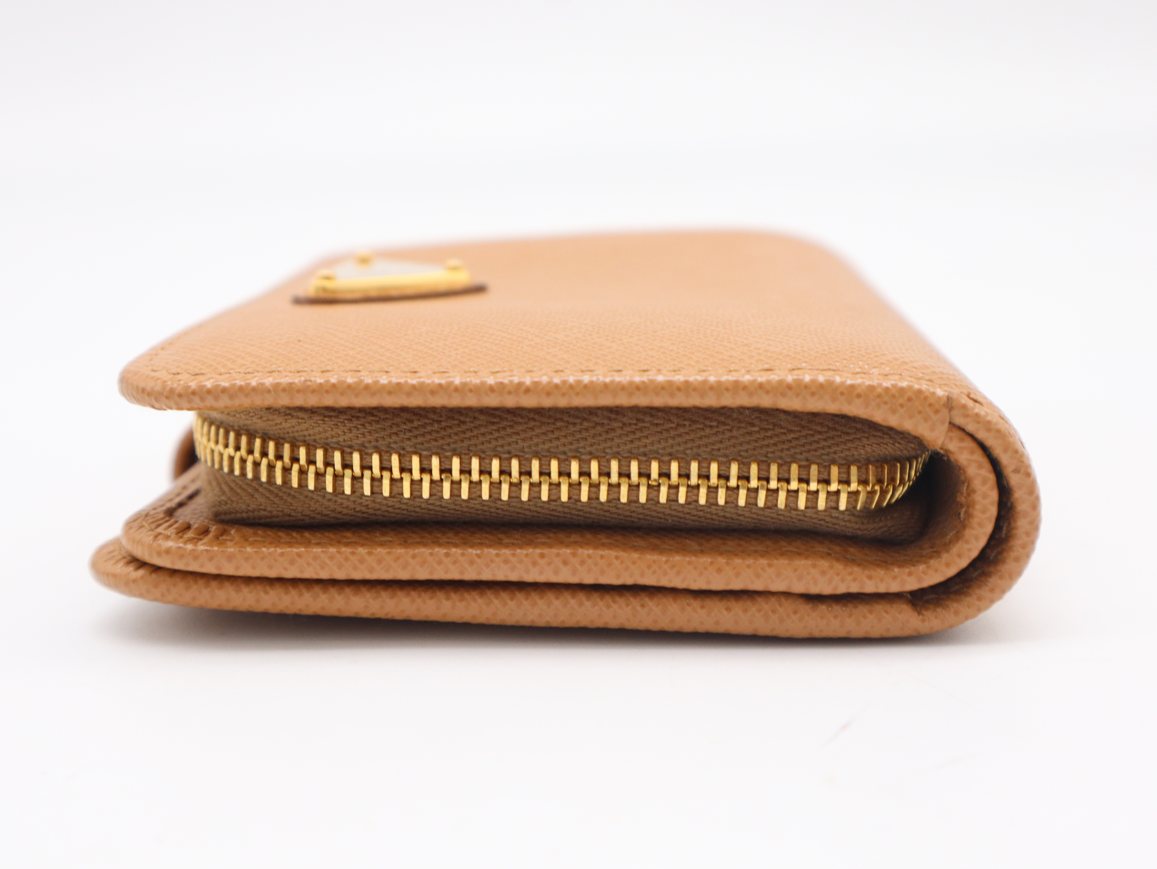 1ML018 Saffiano Bi-fold Wallet, Light Brown — view 5