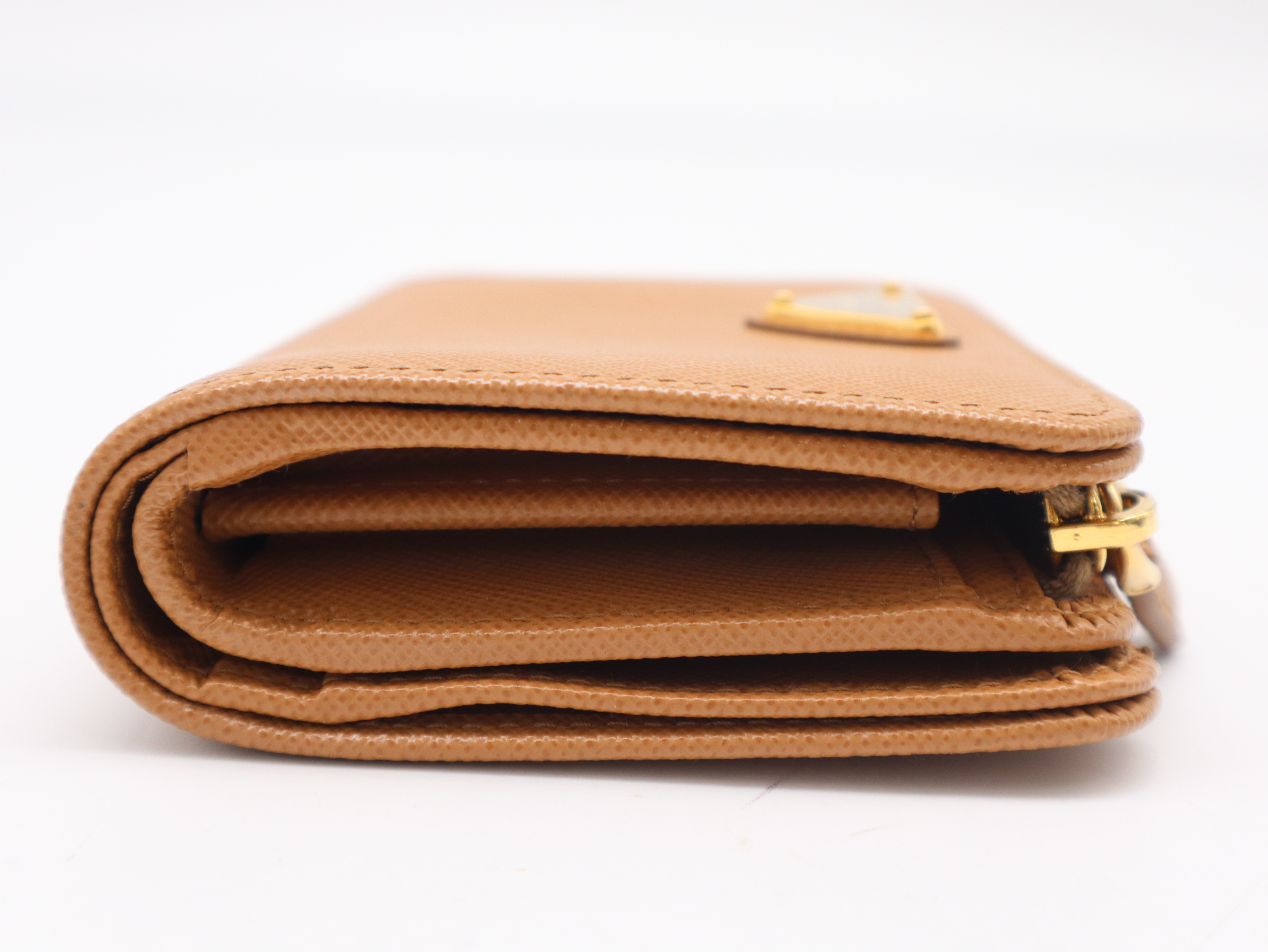 1ML018 Saffiano Bi-fold Wallet, Light Brown — view 6