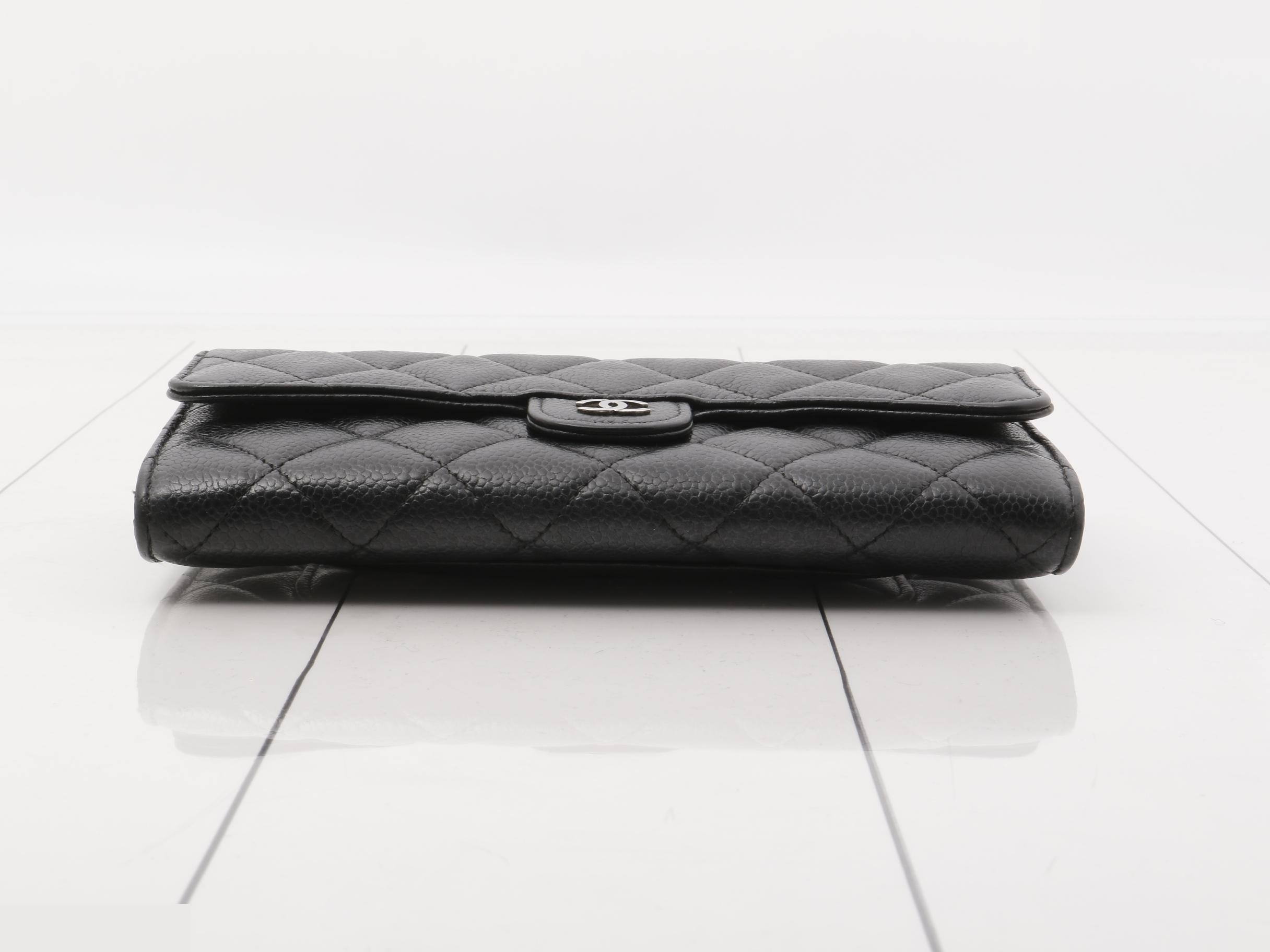 Matelassé Caviar Leather Long Wallet with Seal Card — view 3
