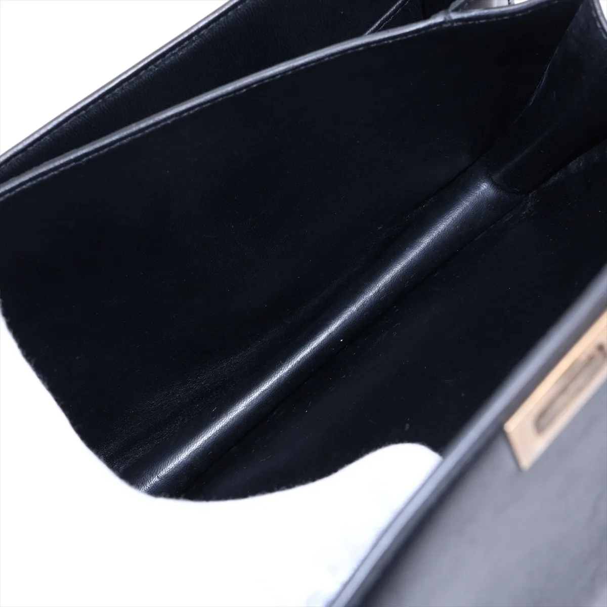 Classic Box Leather Shoulder Bag, Black — view 6