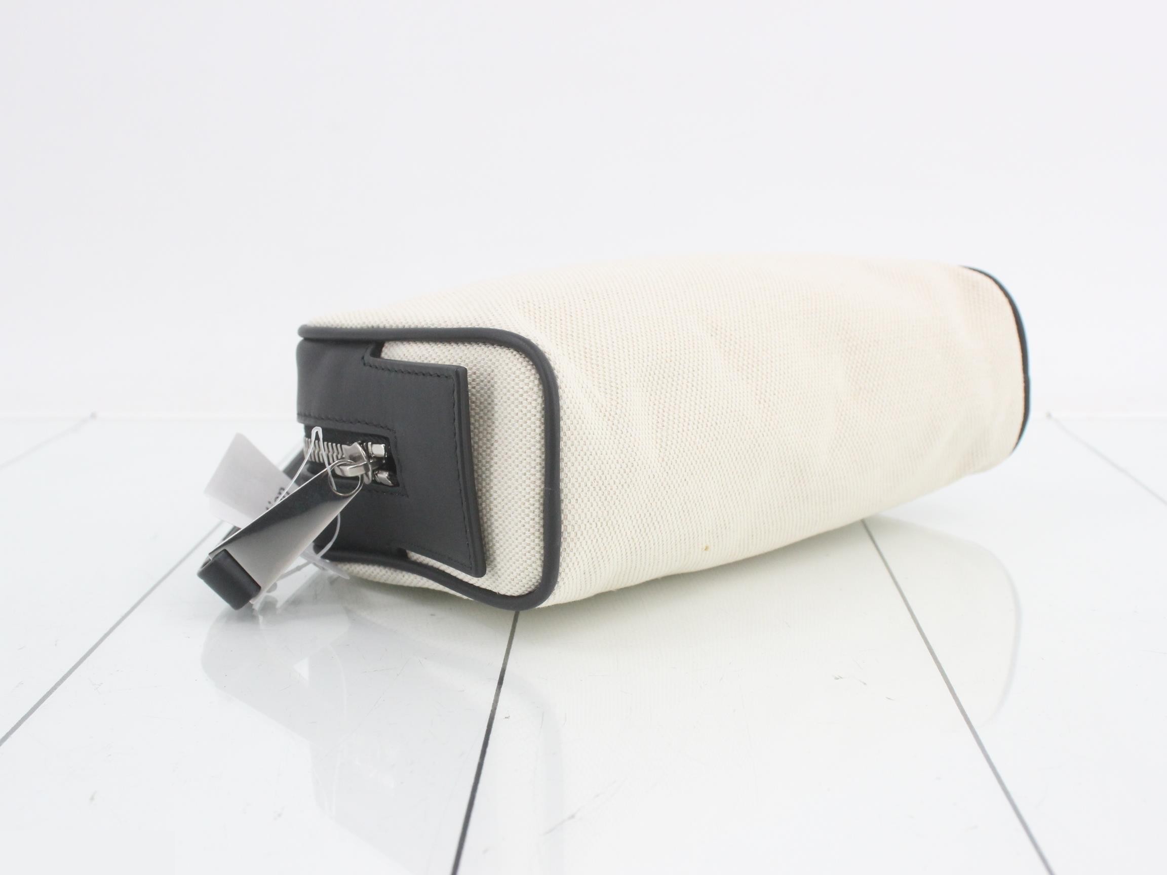 Clutch bag, canvas/leather, black — view 5