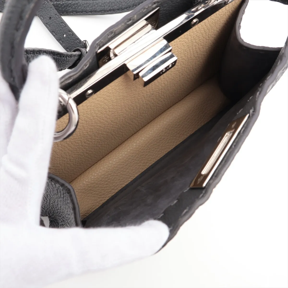 Selleria Peekaboo ICYU Small Leather 2WAY Handbag Gray 8BN327 — view 10