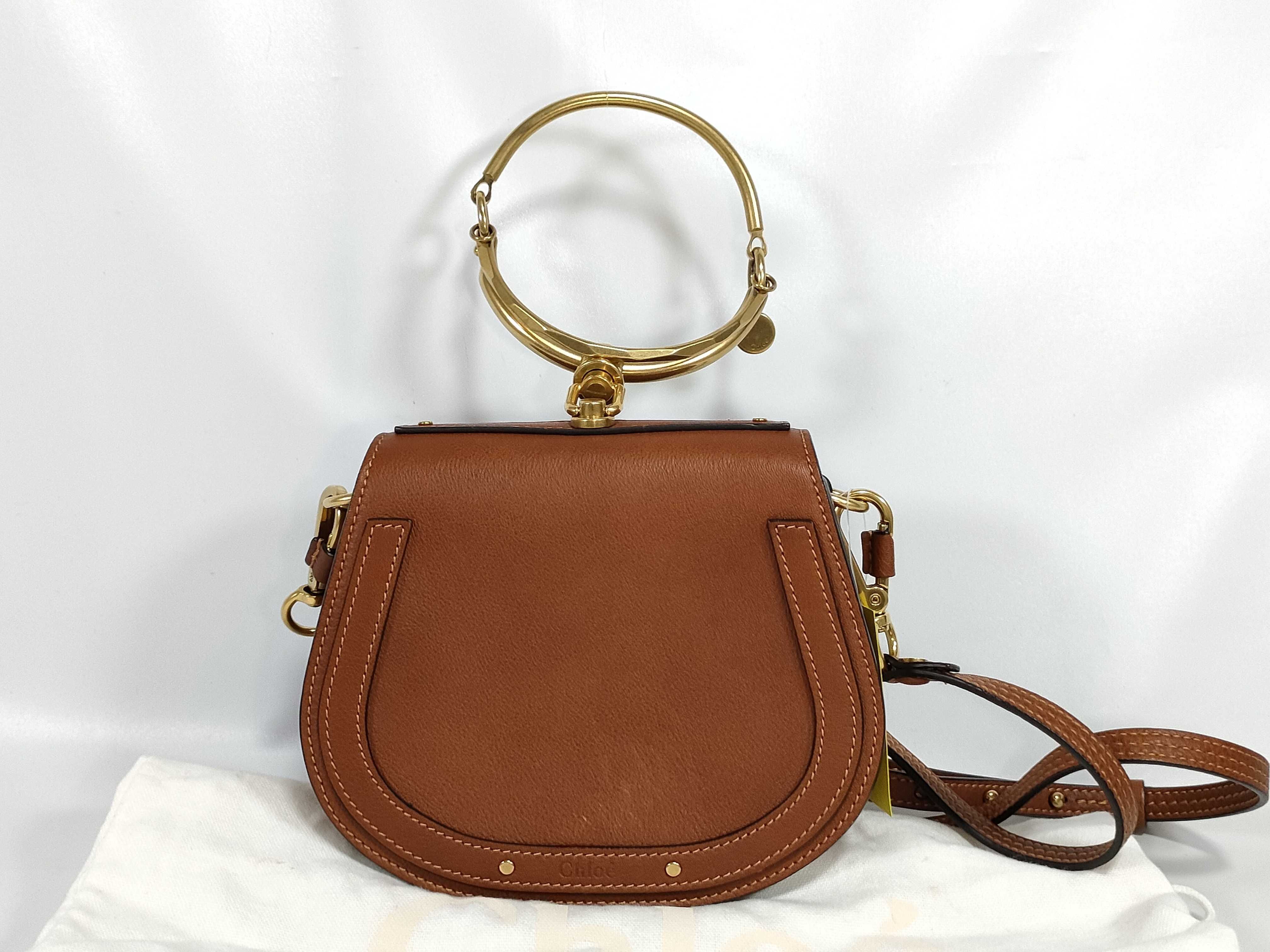 leather shoulder bag, brown.