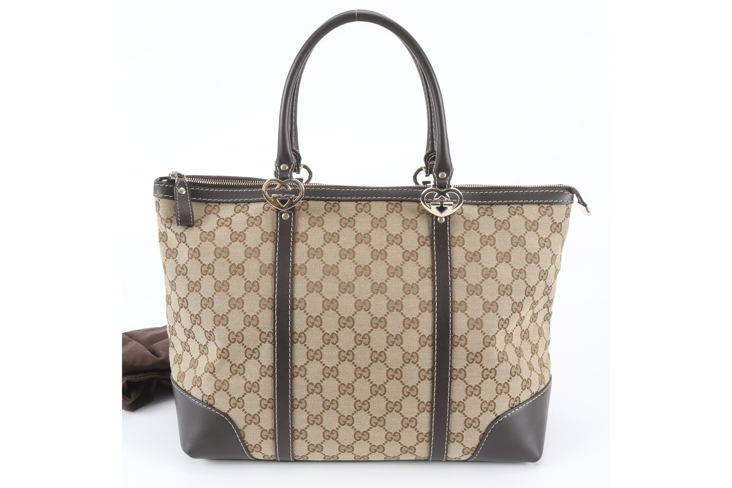 GG Canvas Lovely Heart 257068 Leather Tote Bag