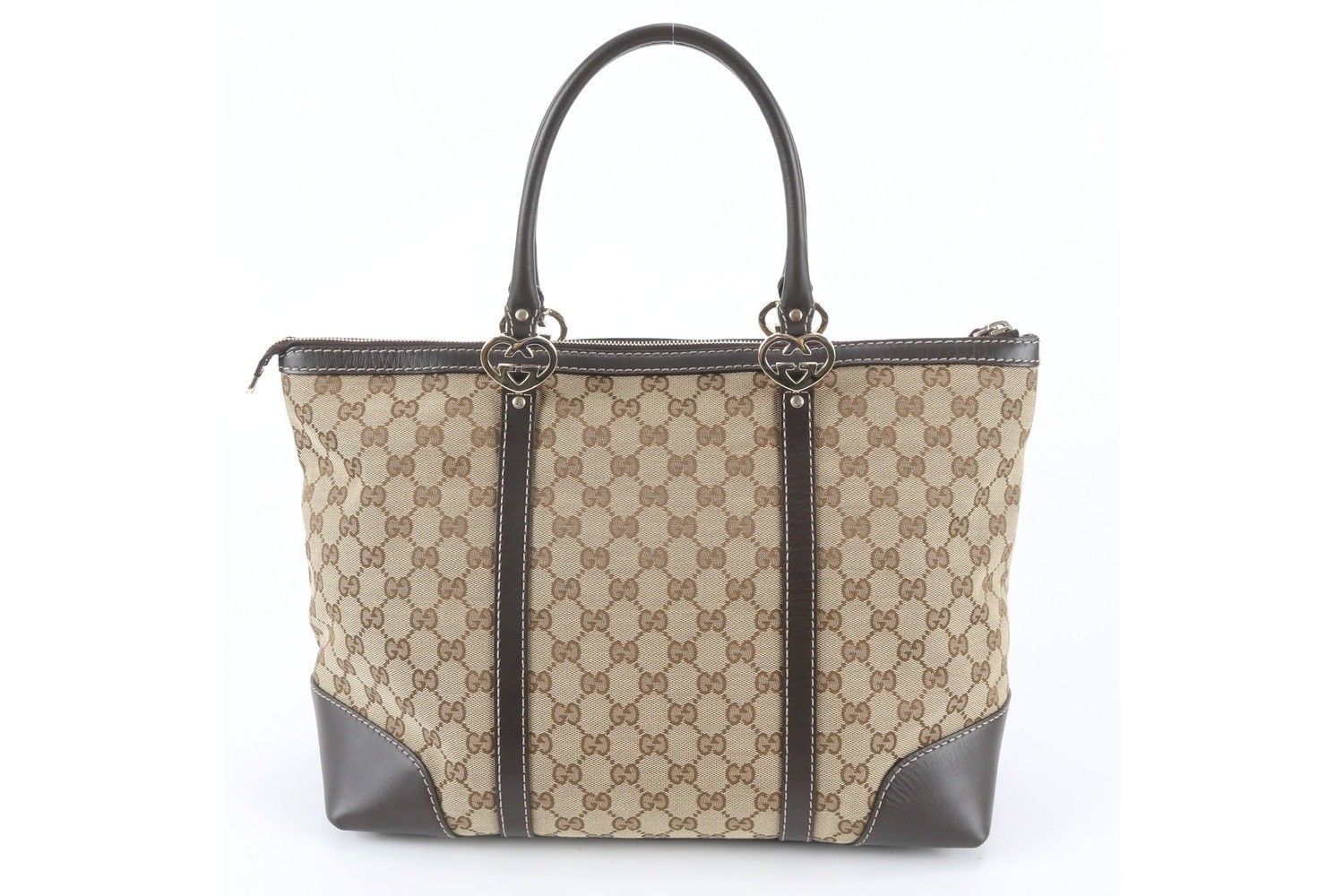 GG Canvas Lovely Heart 257068 Leather Tote Bag — view 3