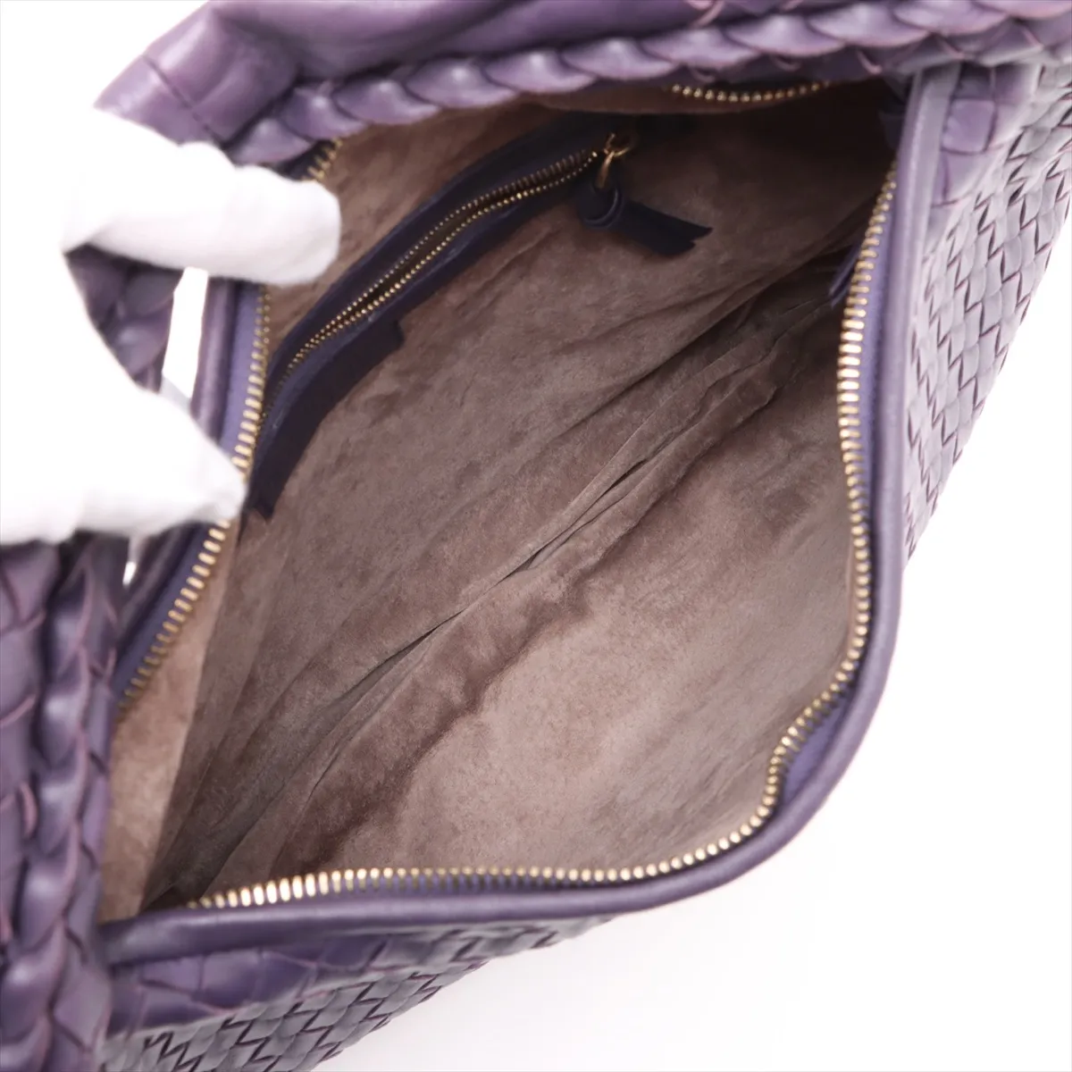 Intrecciato Hobo Leather Shoulder Bag Purple 115653 — view 7