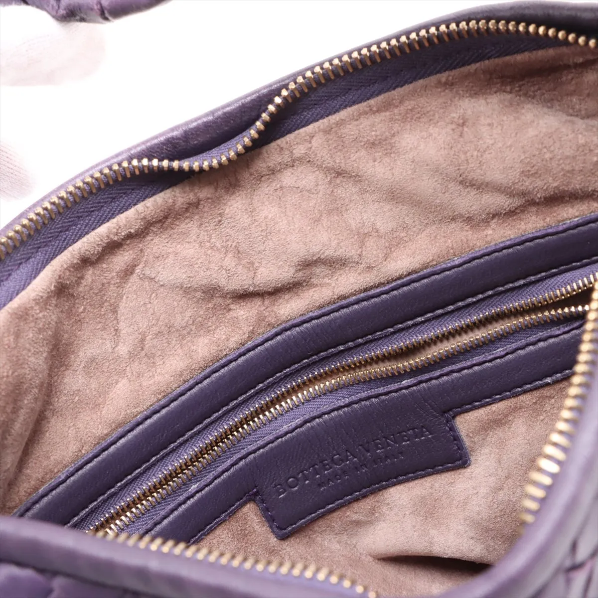 Intrecciato Hobo Leather Shoulder Bag Purple 115653 — view 10
