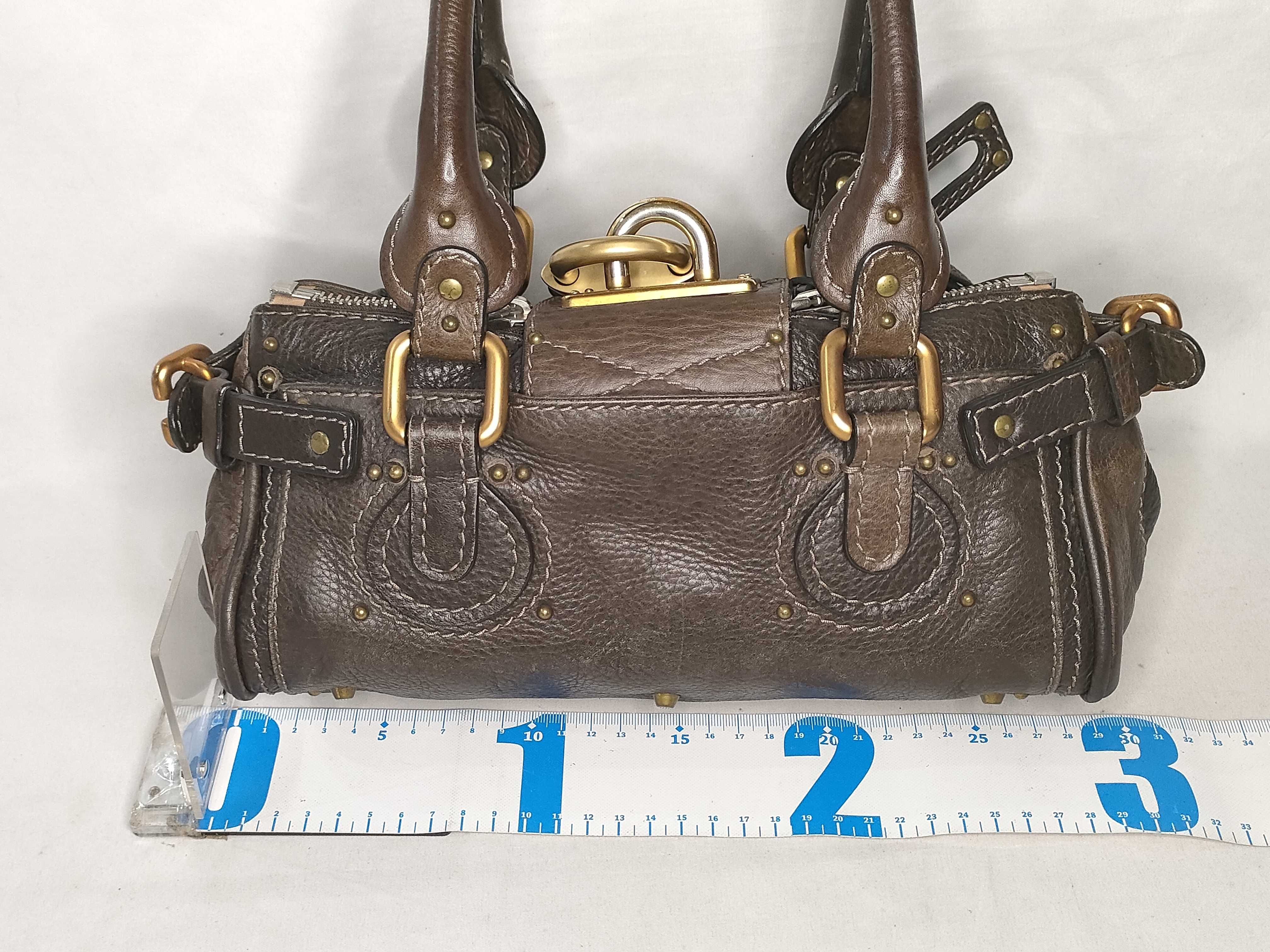 Mini Paddington Leather Handbag, Brown — view 2