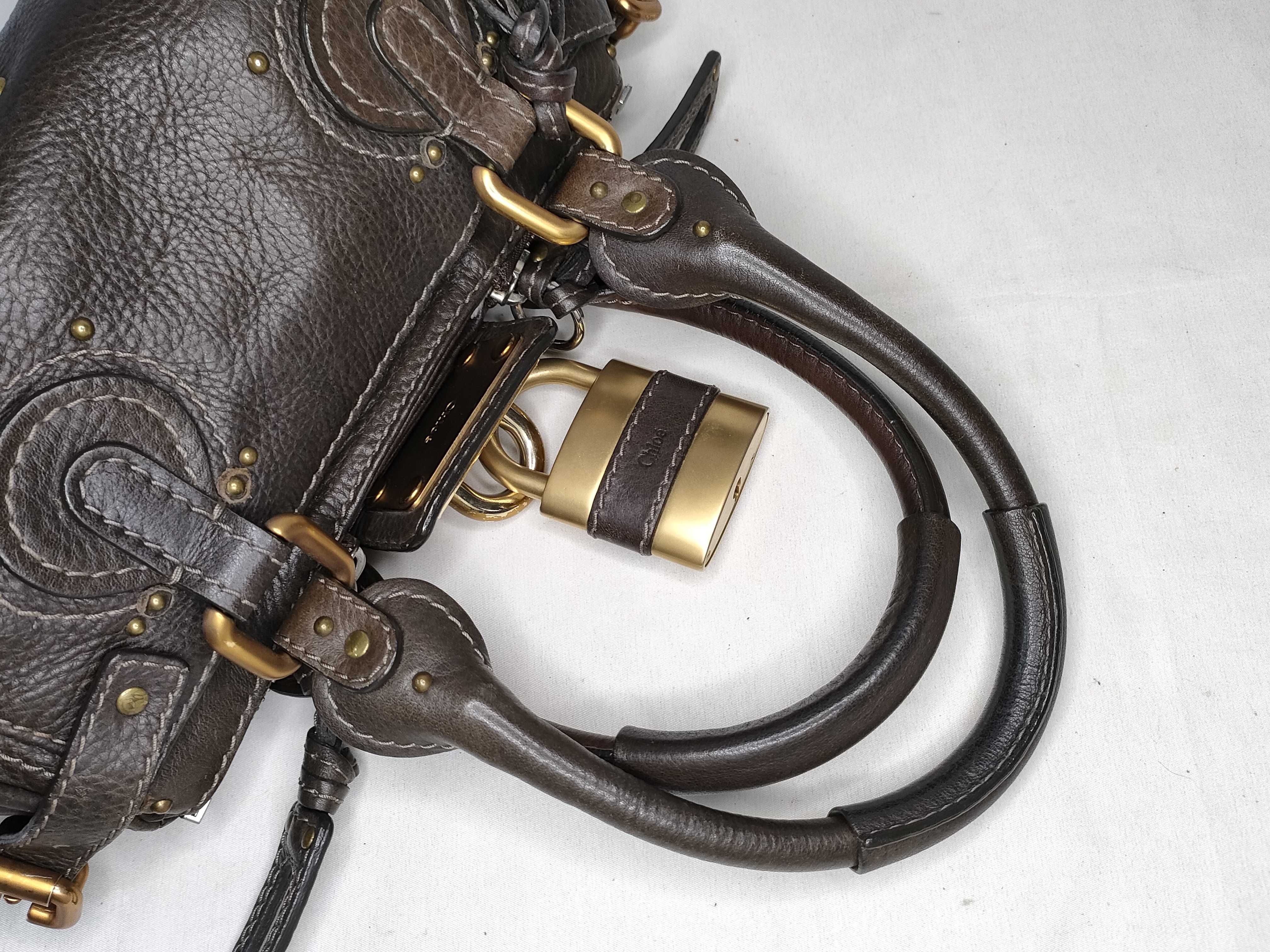 Mini Paddington Leather Handbag, Brown — view 3