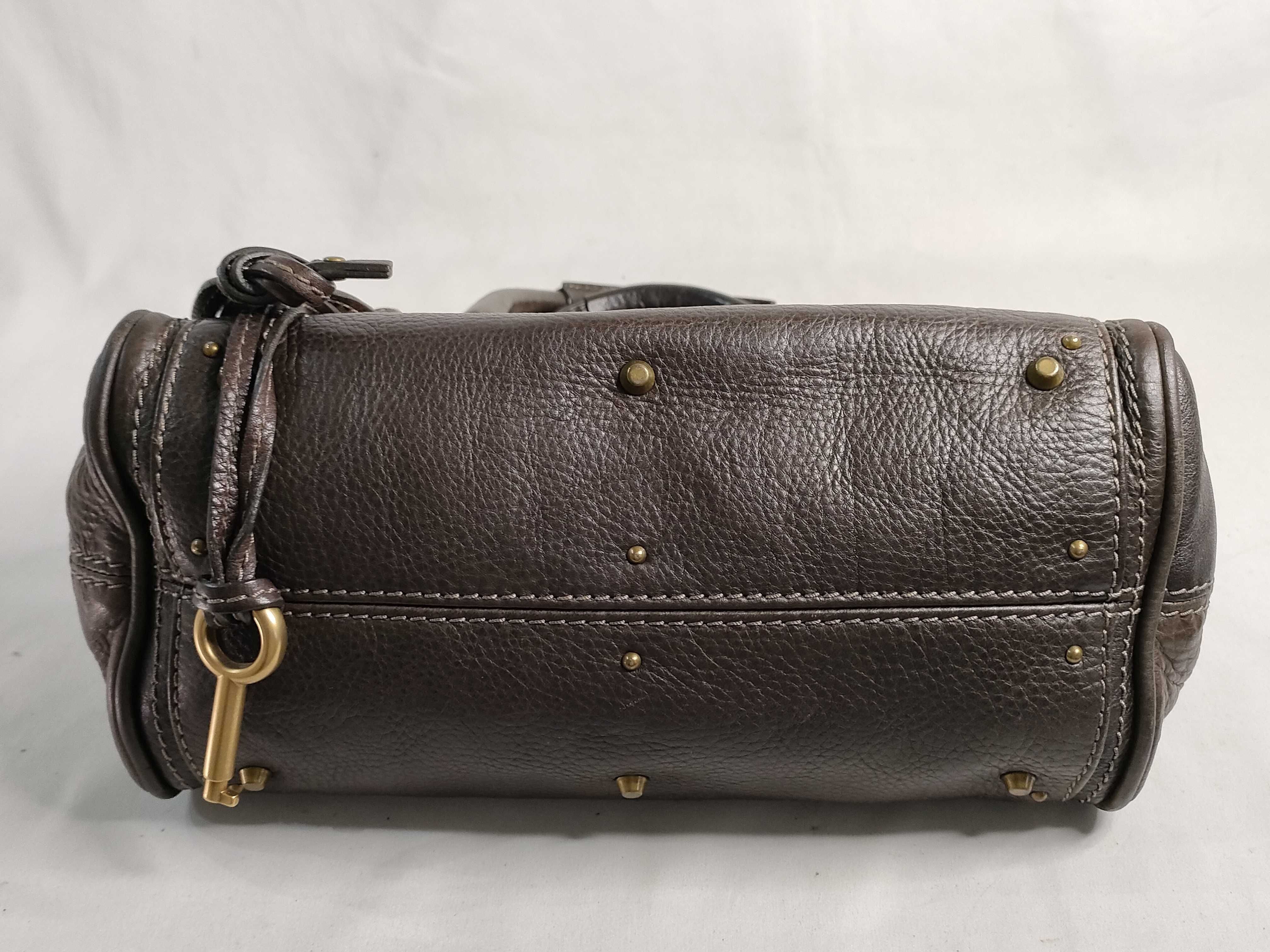 Mini Paddington Leather Handbag, Brown — view 7