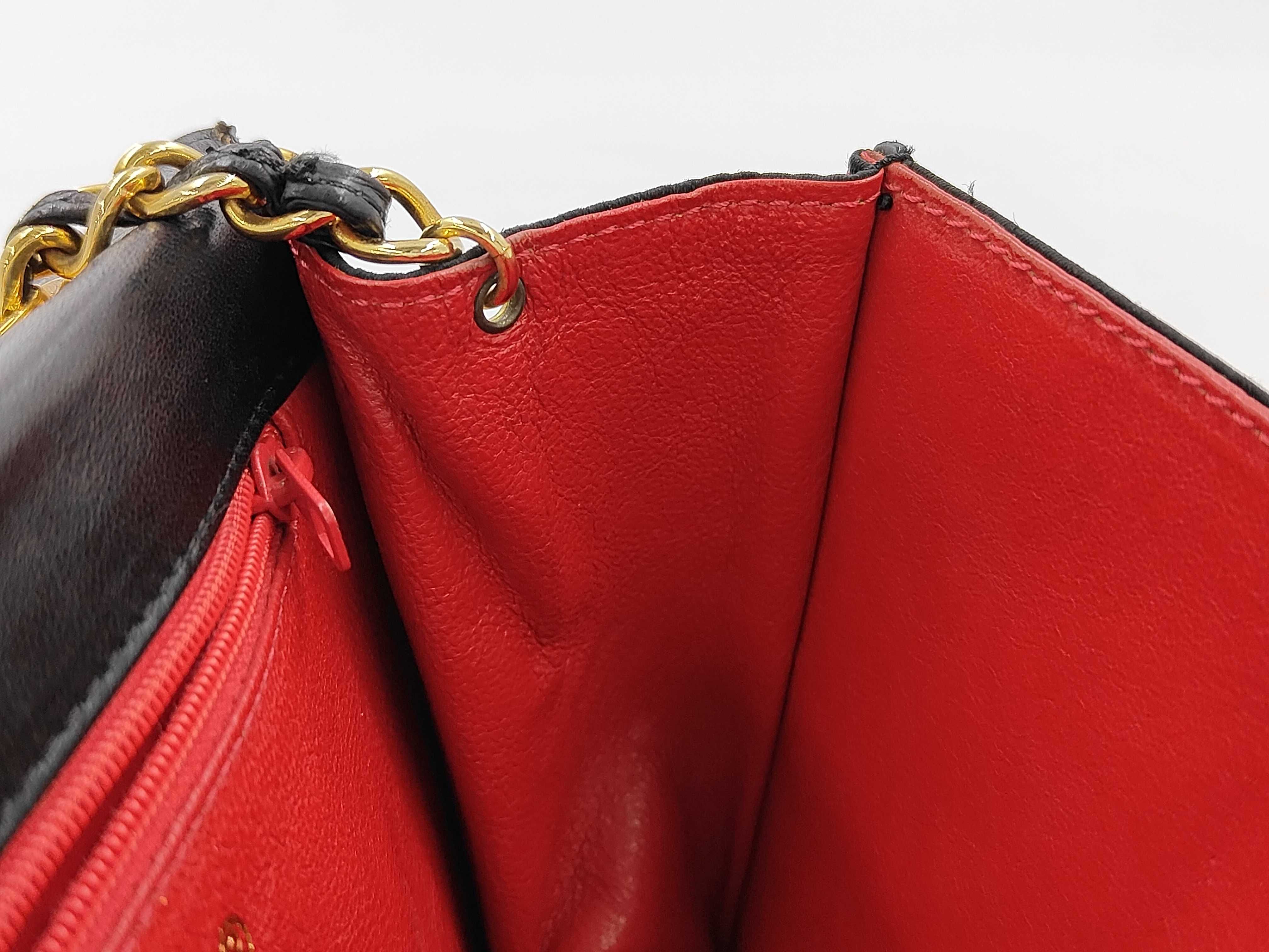 Coco Mark Satin x Lambskin Single Flap Single Chain Bag Black Gold Hardware Shoulder Bag — view 14