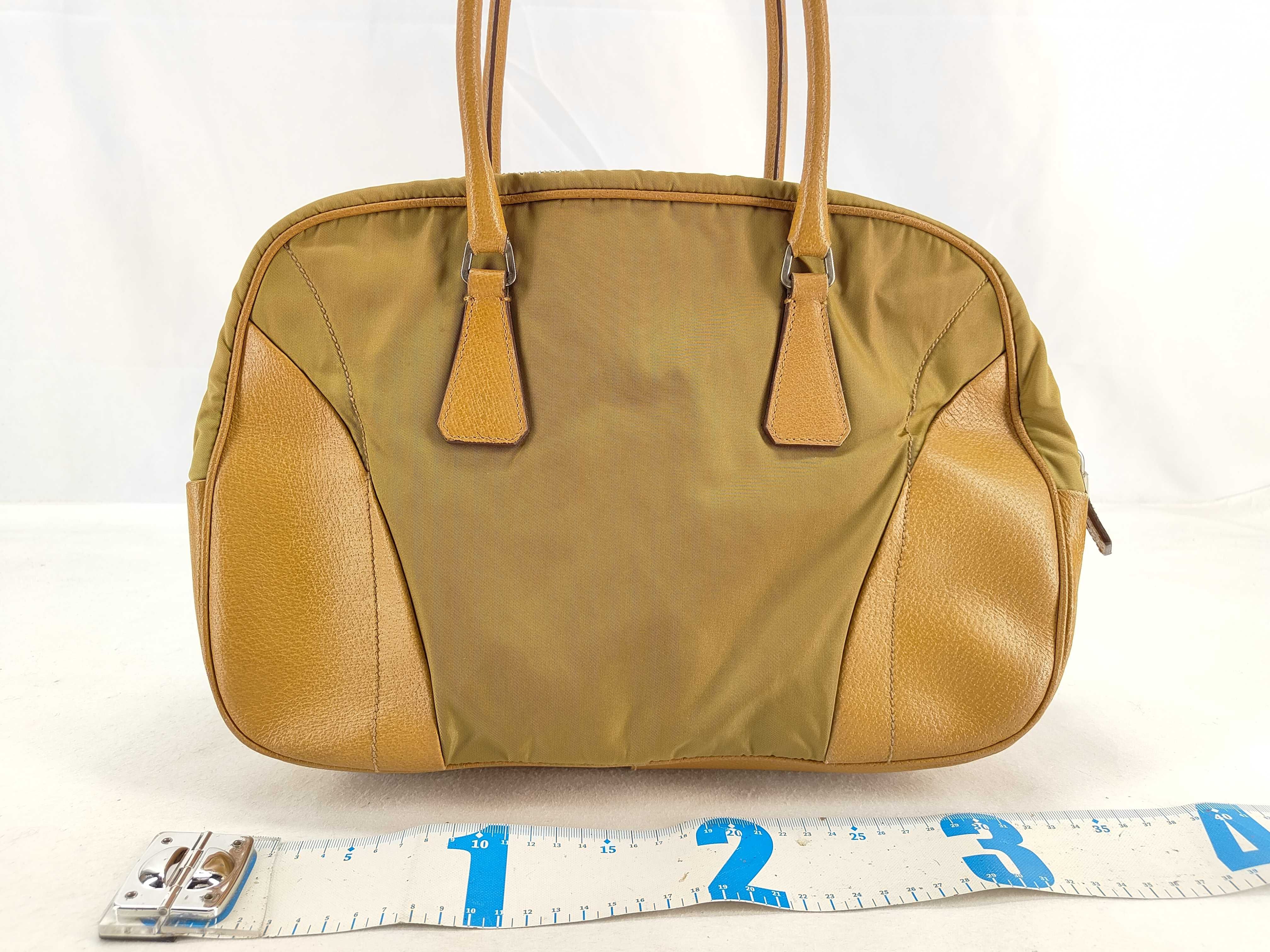 Triangle Logo Plate Nylon x Leather Handbag White Tag 105 Handbag — view 2