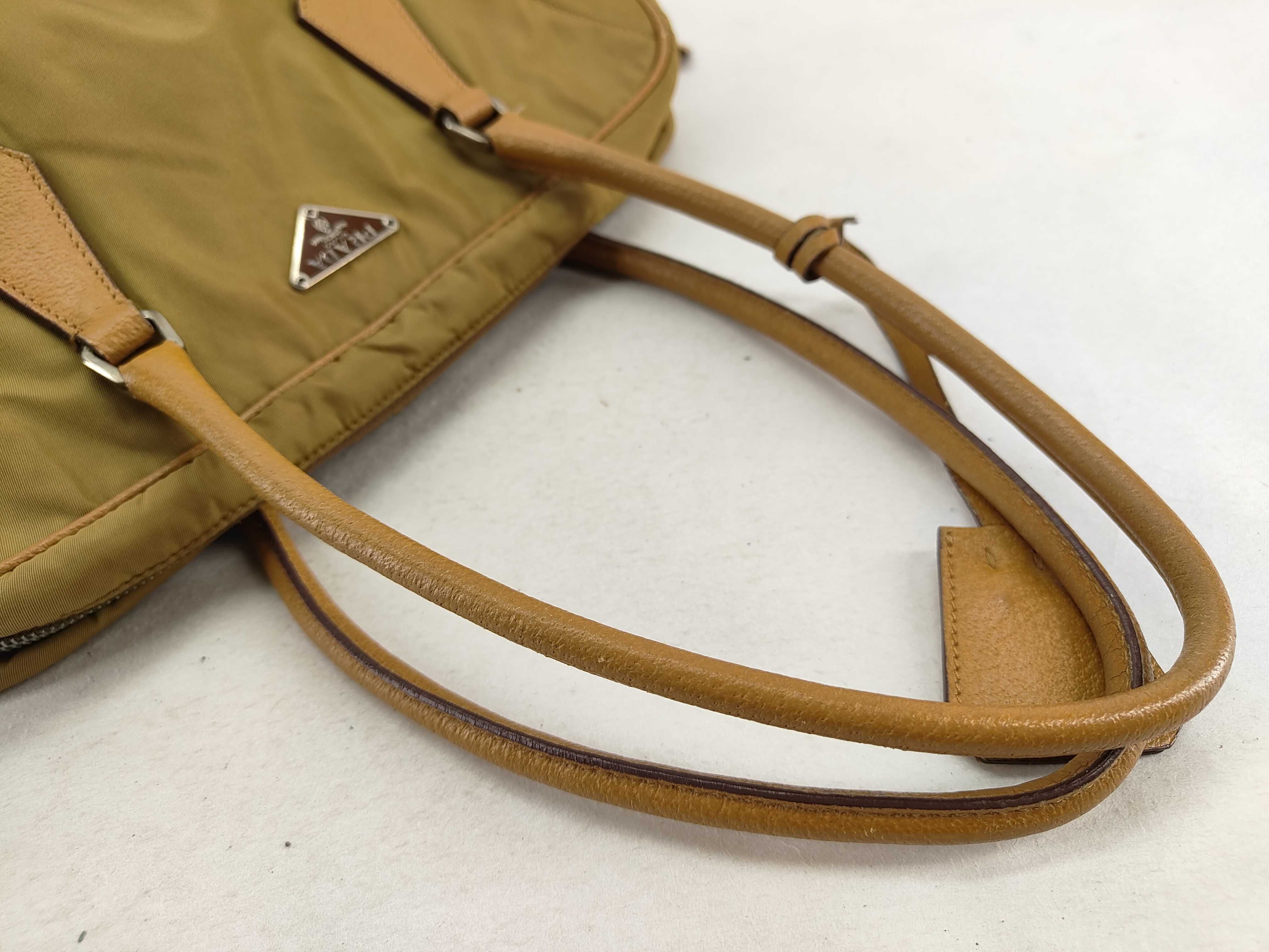 Triangle Logo Plate Nylon x Leather Handbag White Tag 105 Handbag — view 3