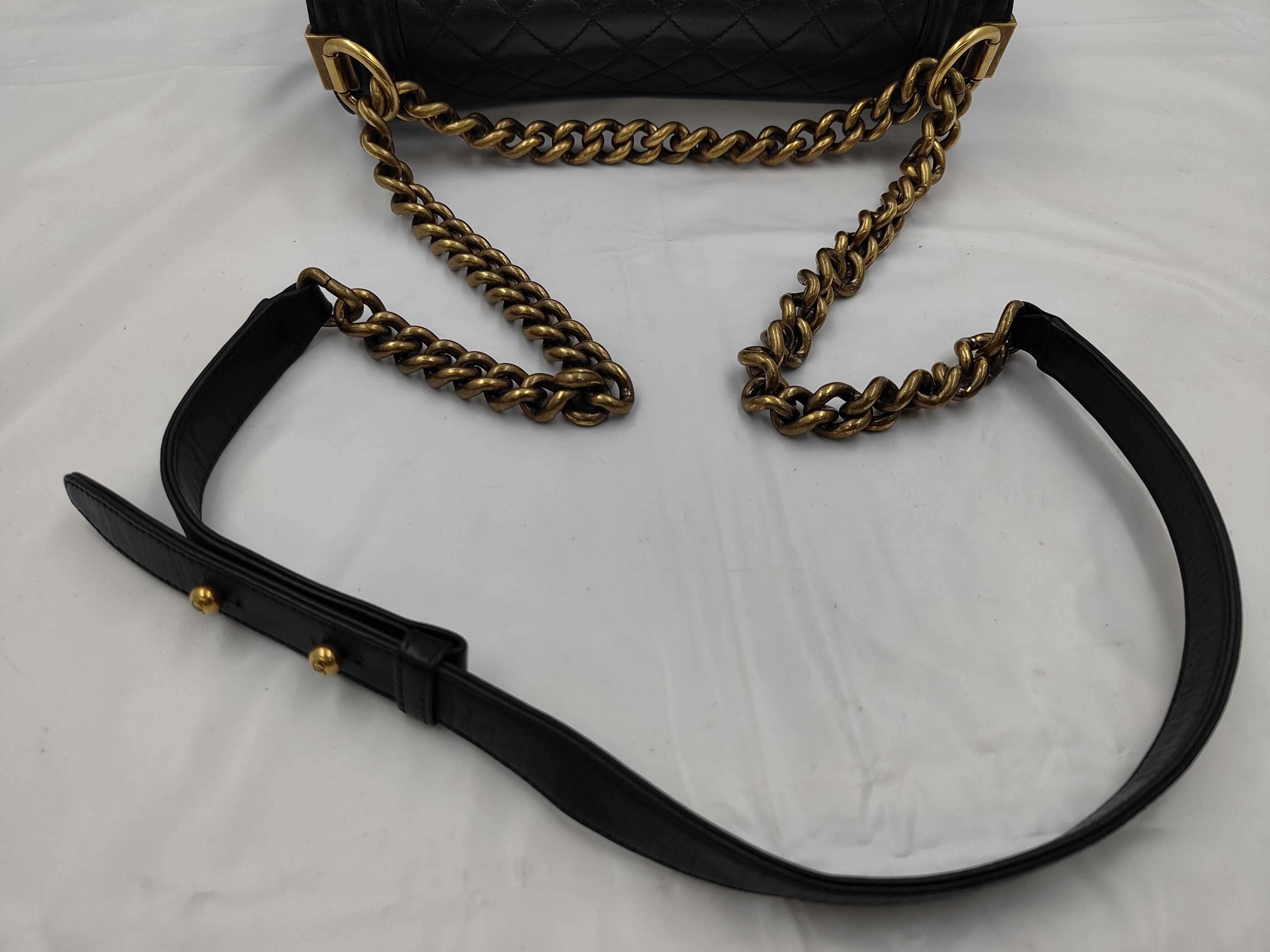 Boy Chanel Chain Shoulder Bag, Lambskin, Black Shoulder Bag — view 3