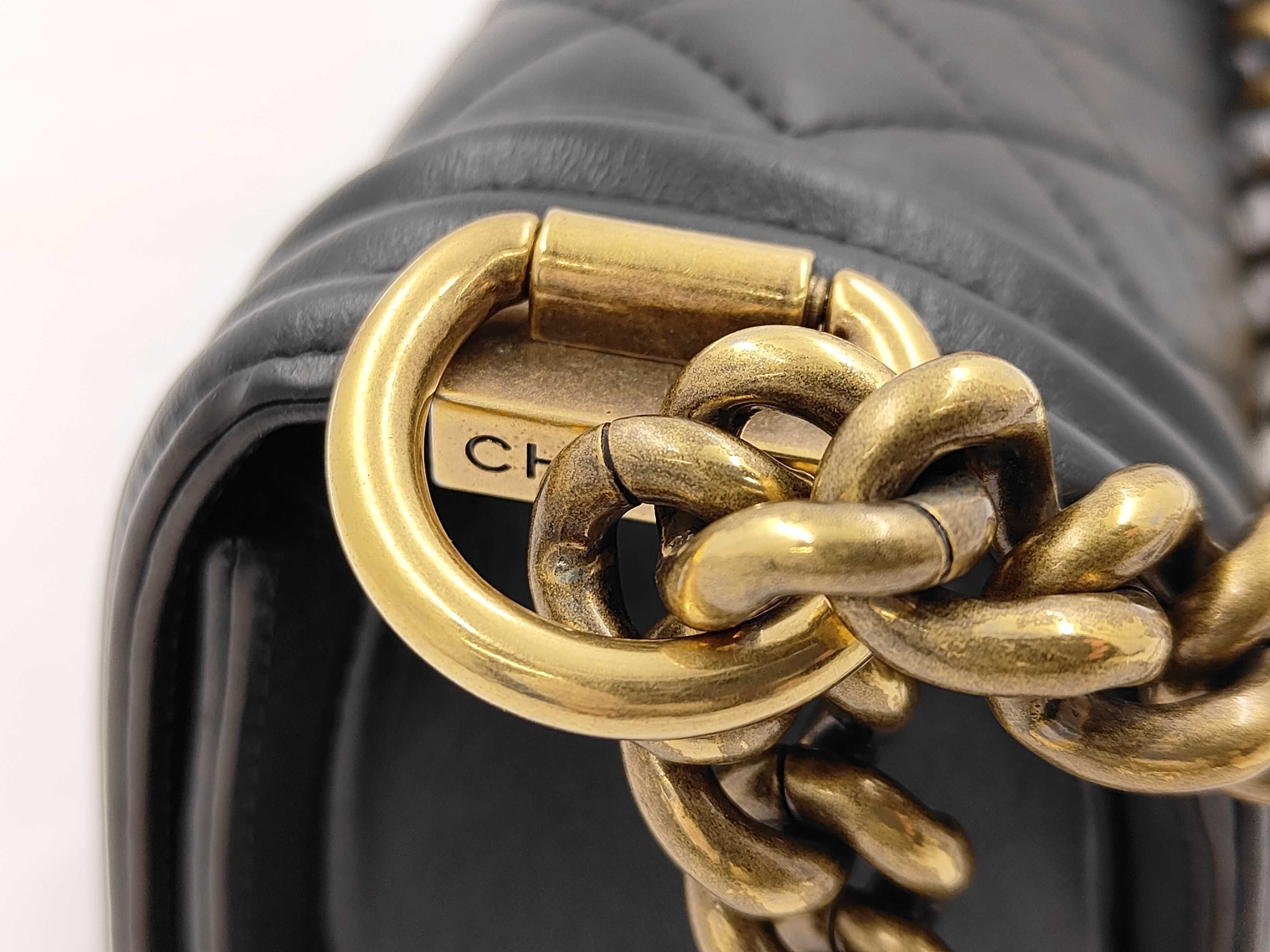 Boy Chanel Chain Shoulder Bag, Lambskin, Black Shoulder Bag — view 6