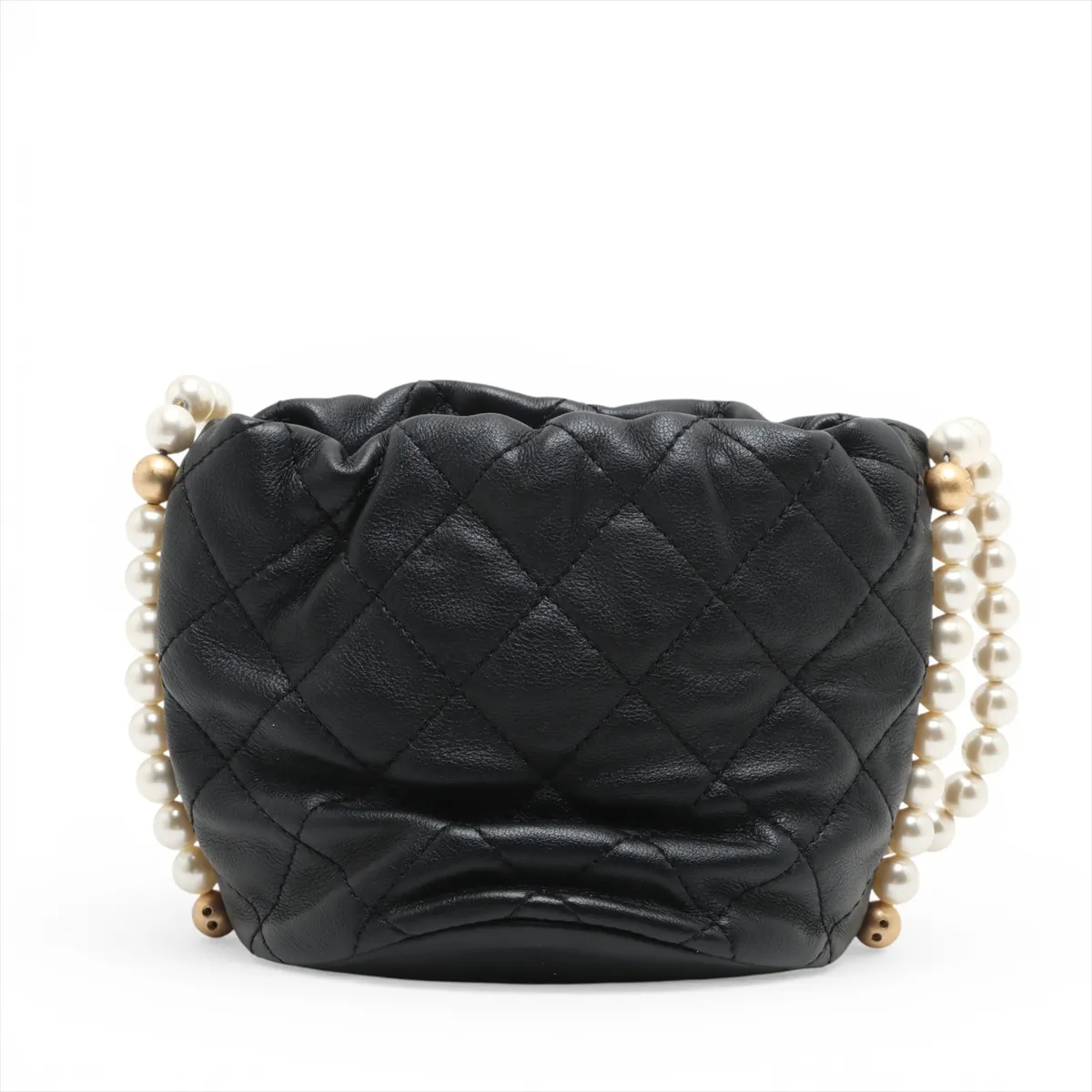 Matelasse Lambskin Chain Shoulder Bag Pearl Black Gold Hardware 31127862 31s — view 2