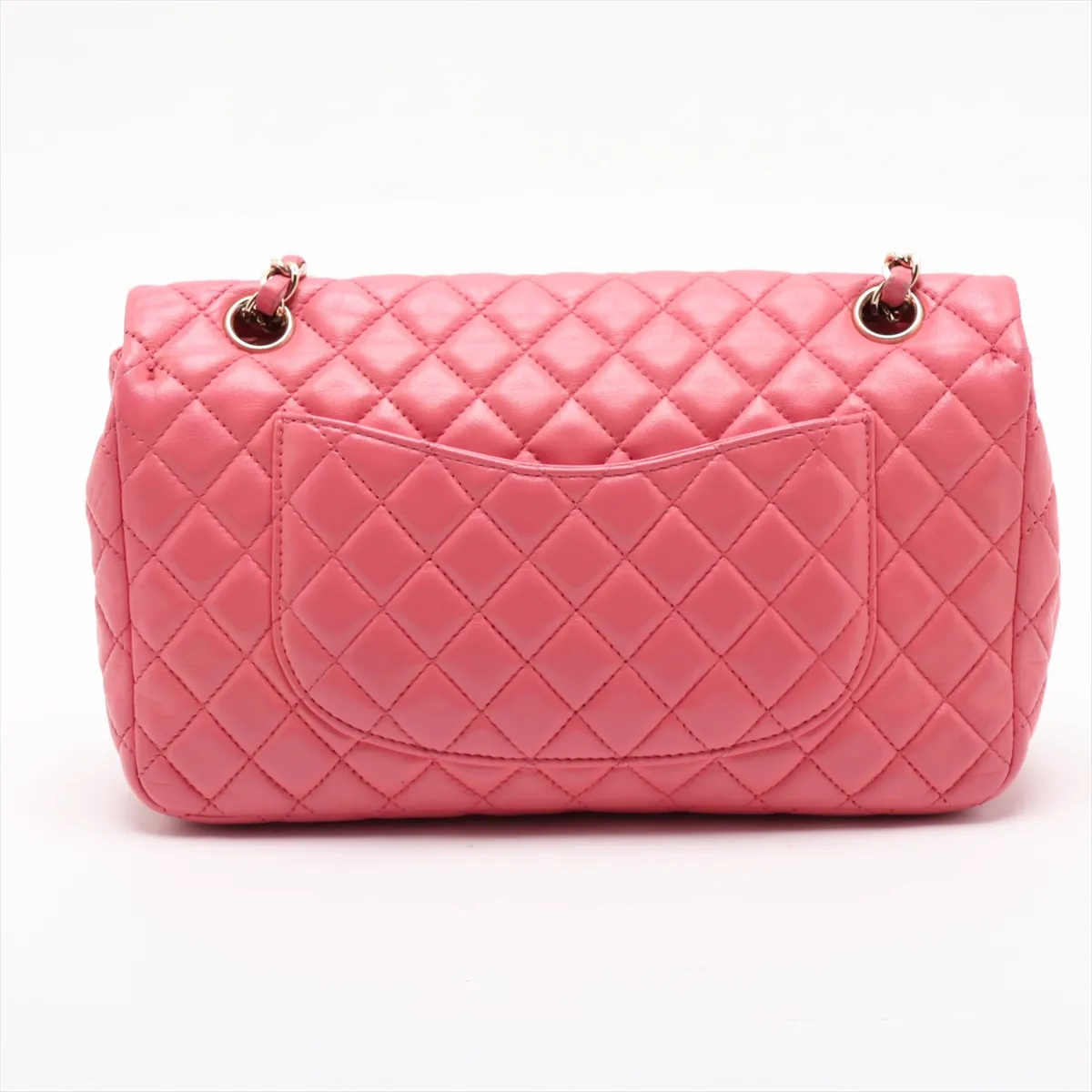 Matelassé Lambskin Single Flap Double Chain Bag, Valentine's Day Edition, Pink with Gold Hardware, 12843991, Series 12 — view 2