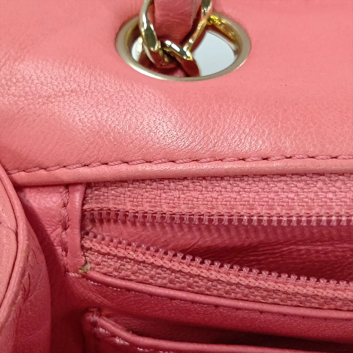 Matelassé Lambskin Single Flap Double Chain Bag, Valentine's Day Edition, Pink with Gold Hardware, 12843991, Series 12 — view 11