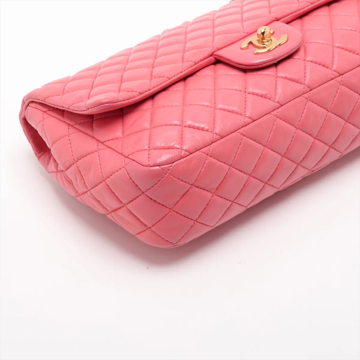 Matelassé Lambskin Single Flap Double Chain Bag, Valentine's Day Edition, Pink with Gold Hardware, 12843991, Series 12 — view 4
