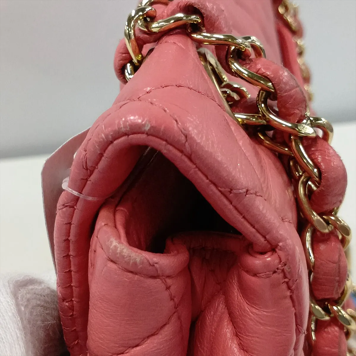 Matelassé Lambskin Single Flap Double Chain Bag, Valentine's Day Edition, Pink with Gold Hardware, 12843991, Series 12 — view 10