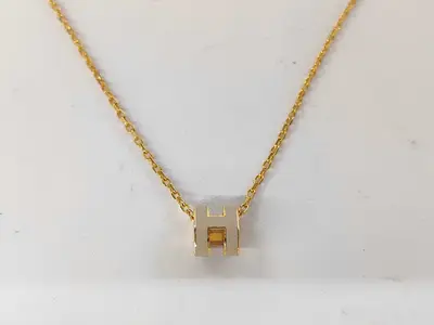 Mini Pop H Necklace, Grey Gold Plated Hardware