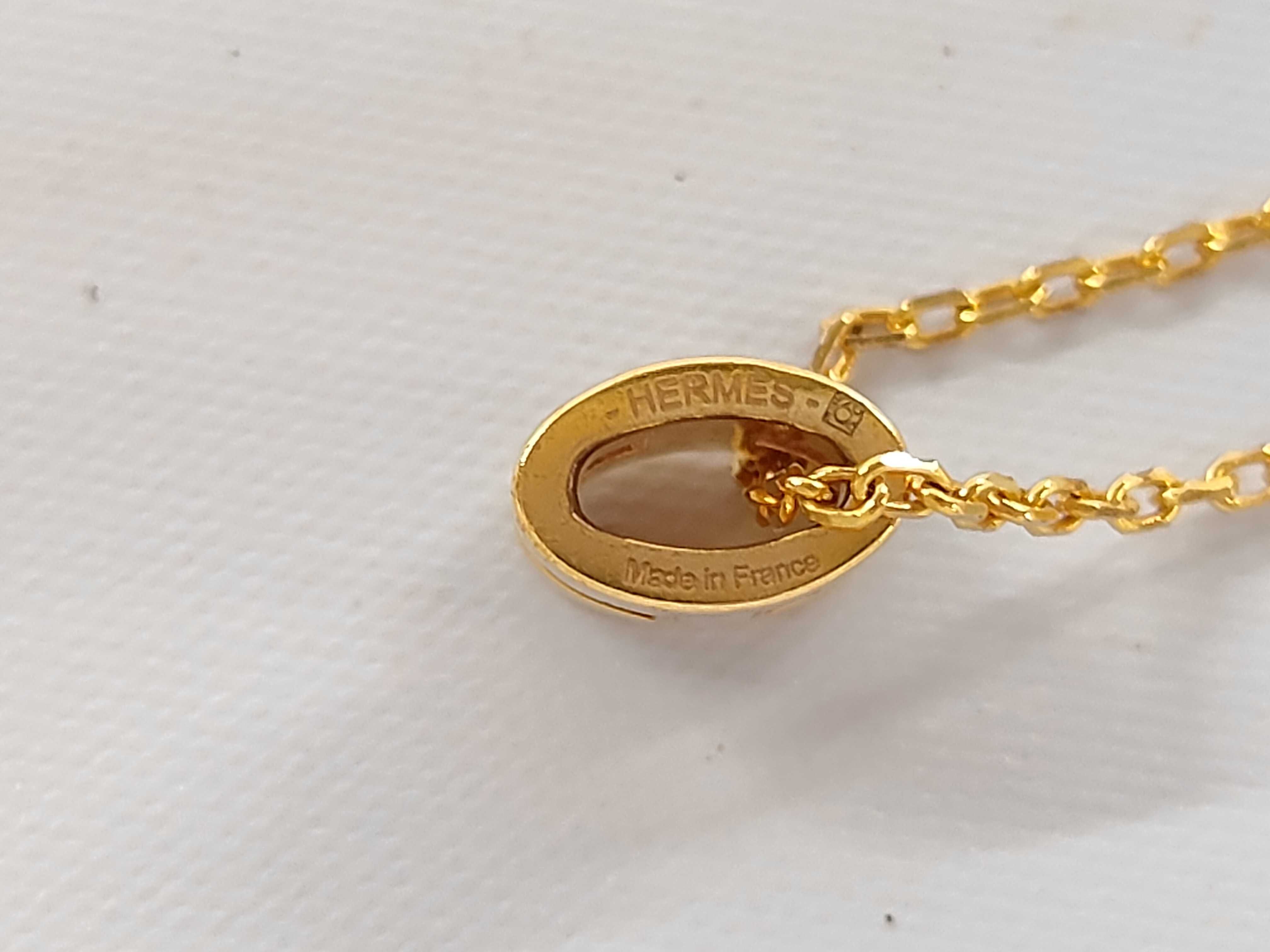 Mini Pop H Necklace, Grey Gold Plated Hardware — view 2