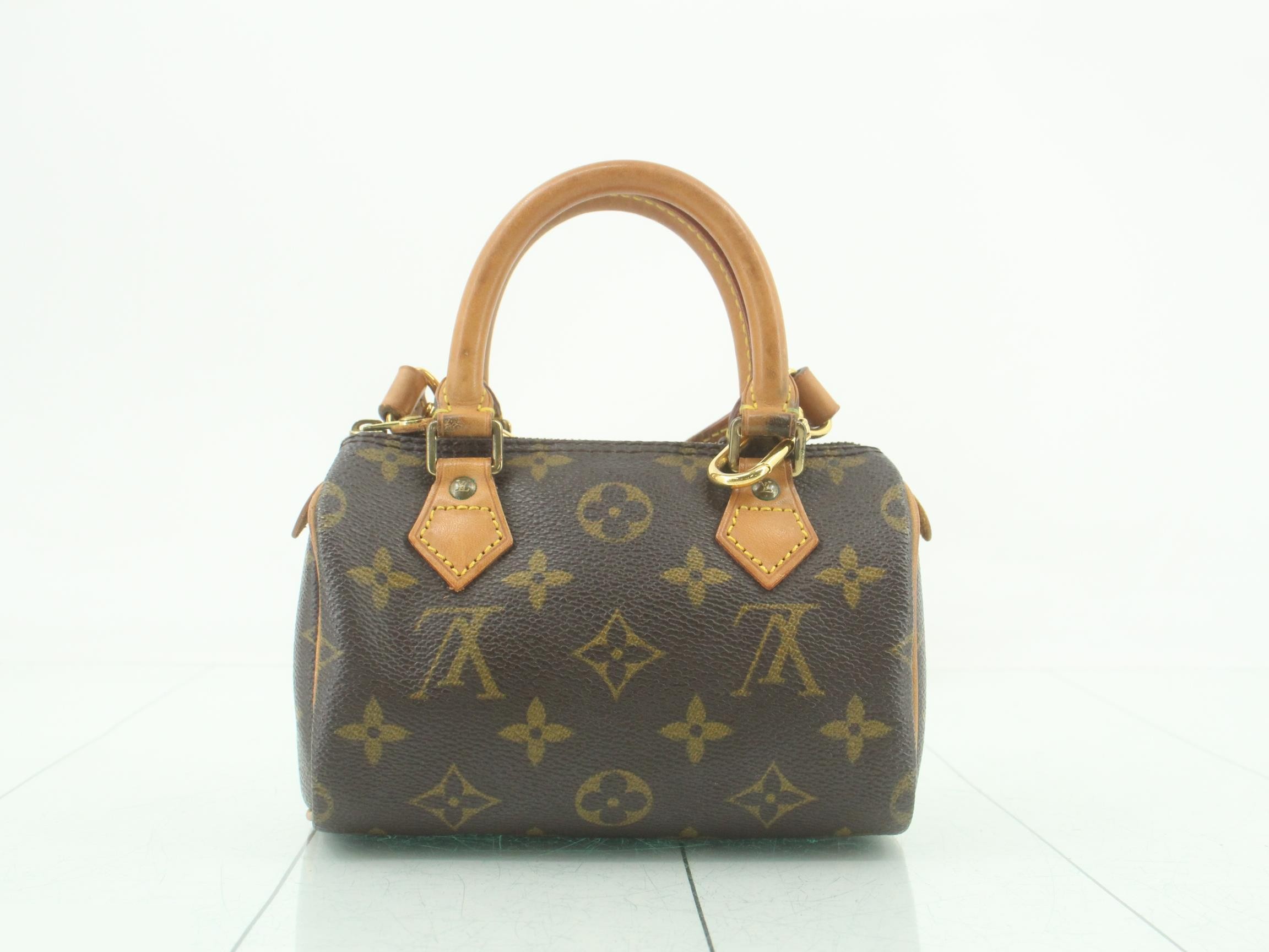 Monogram Mini Speedy Shoulder Bag J00145 with Natural Leather Strap — view 2