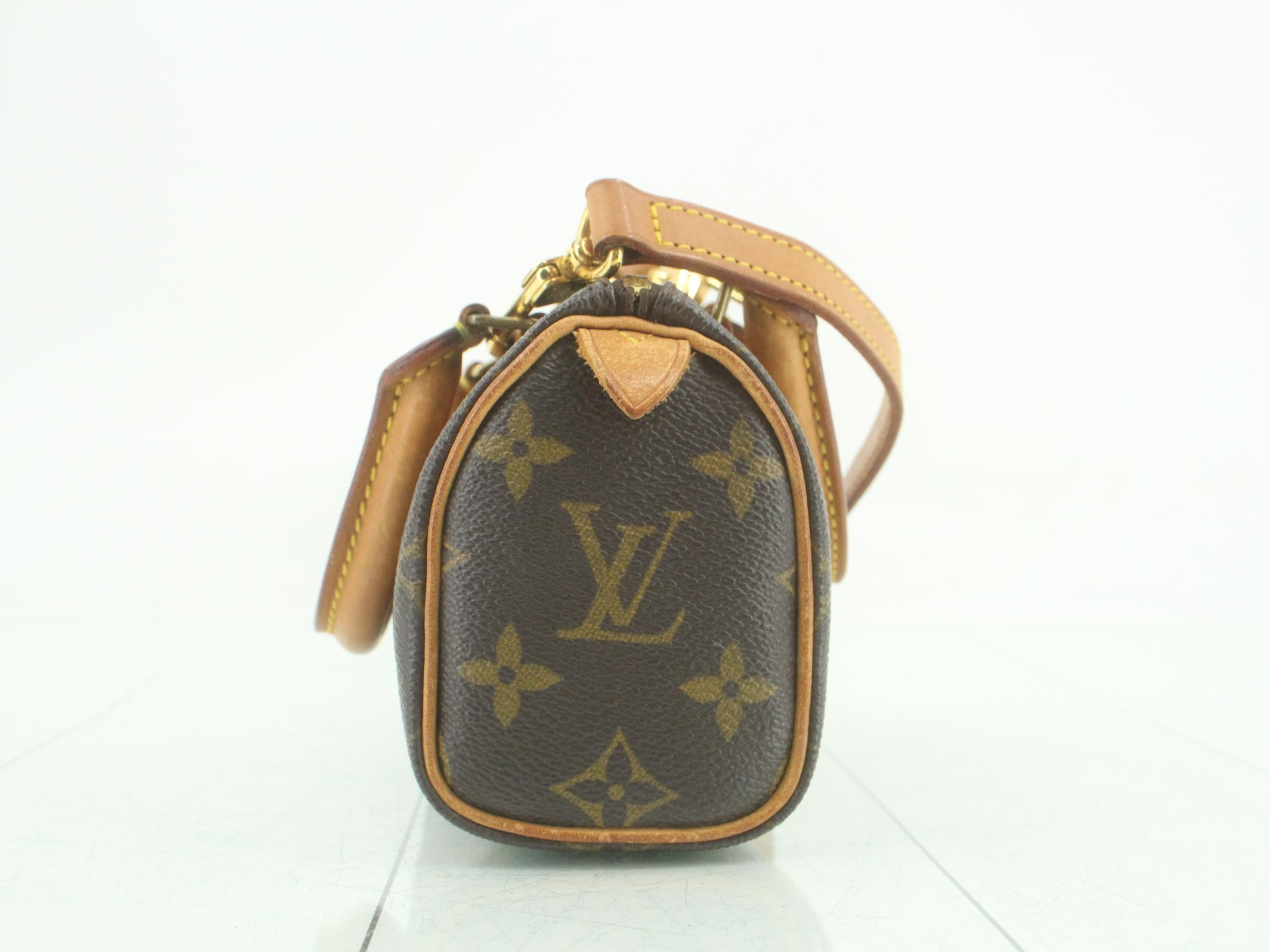Monogram Mini Speedy Shoulder Bag J00145 with Natural Leather Strap — view 4